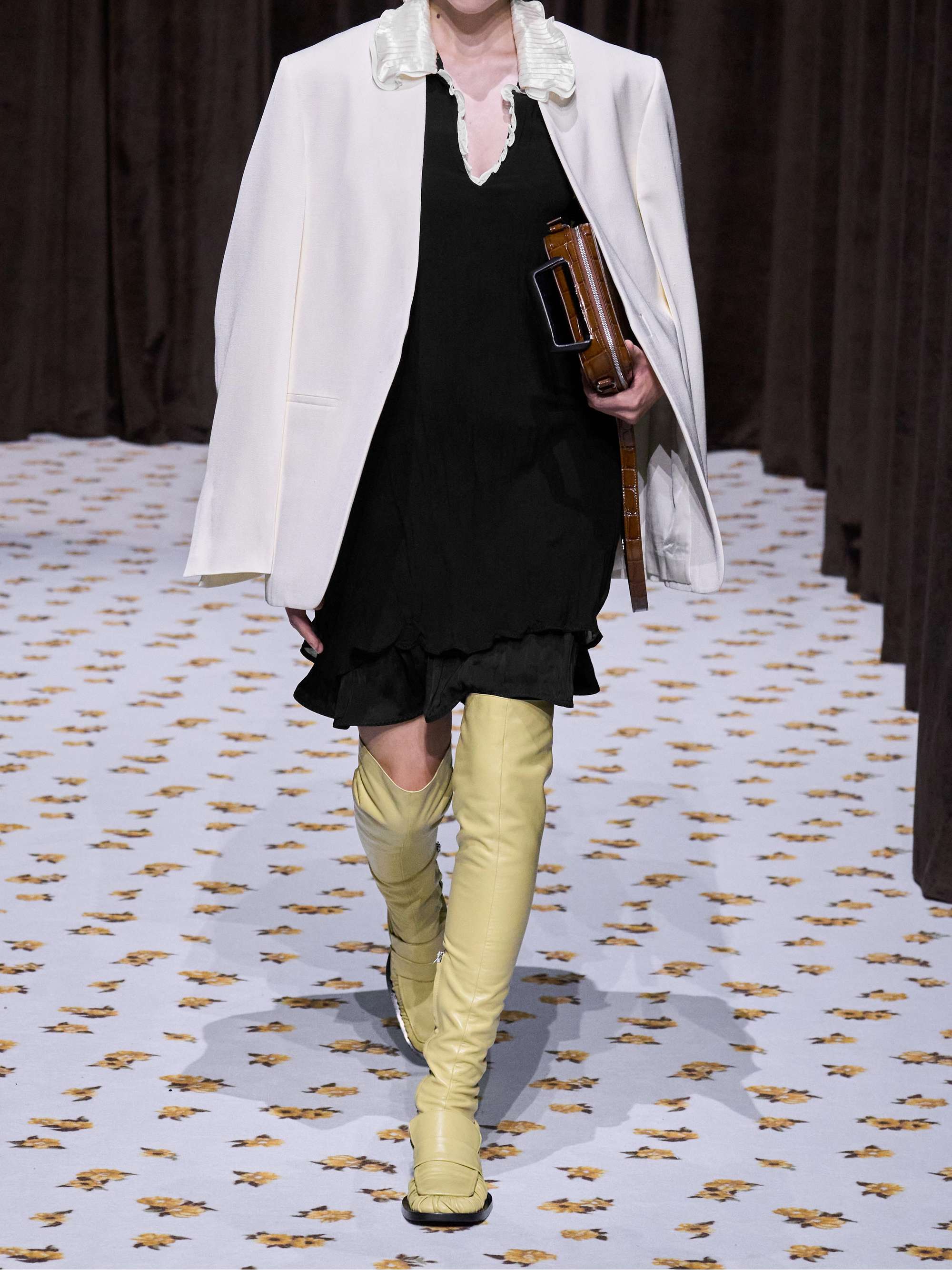 Ruffled satin-trimmed crinkled silk-chiffon dress view