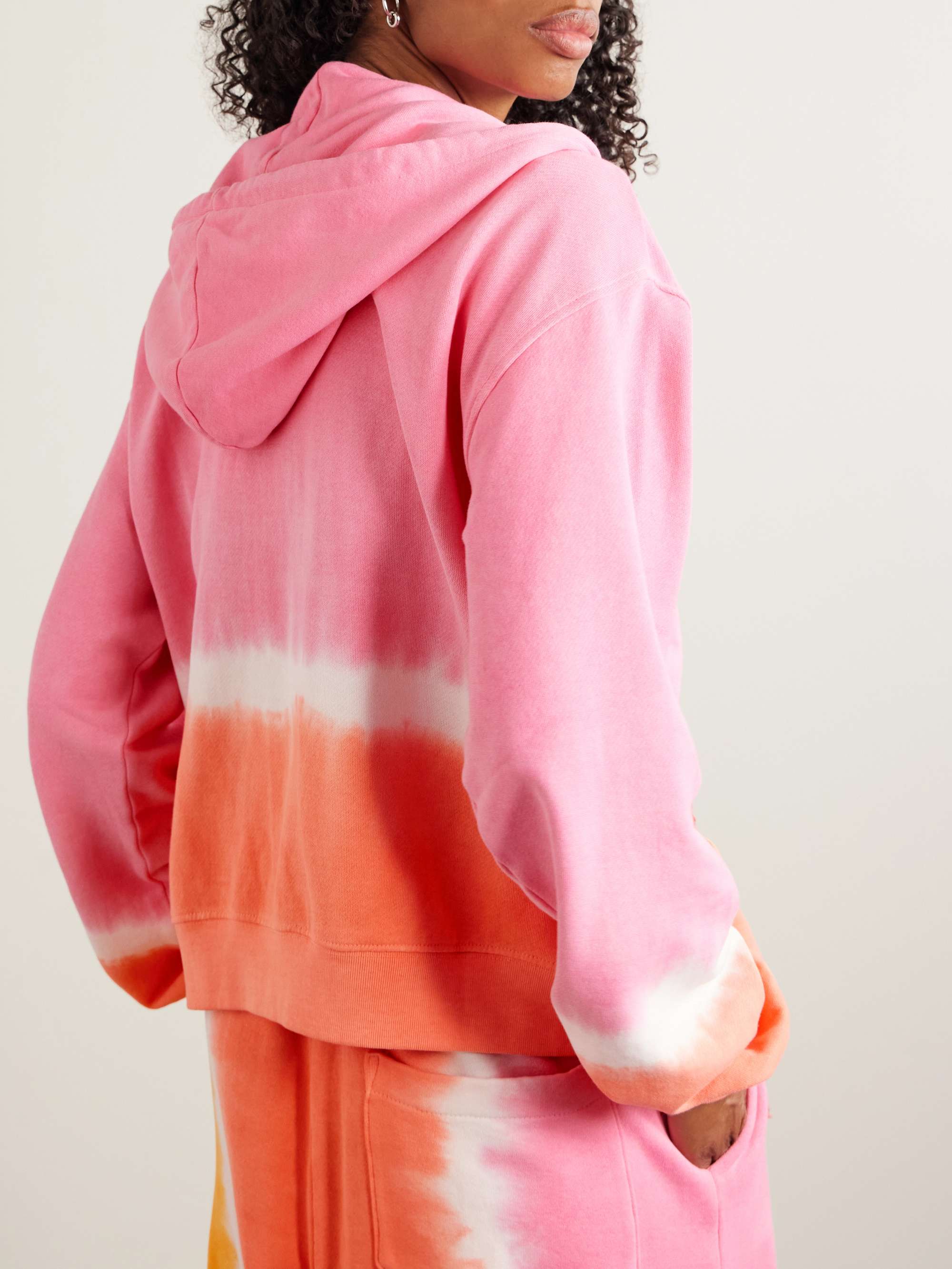 Tie-dyed cotton and cashmere-blend jersey hoodie view
