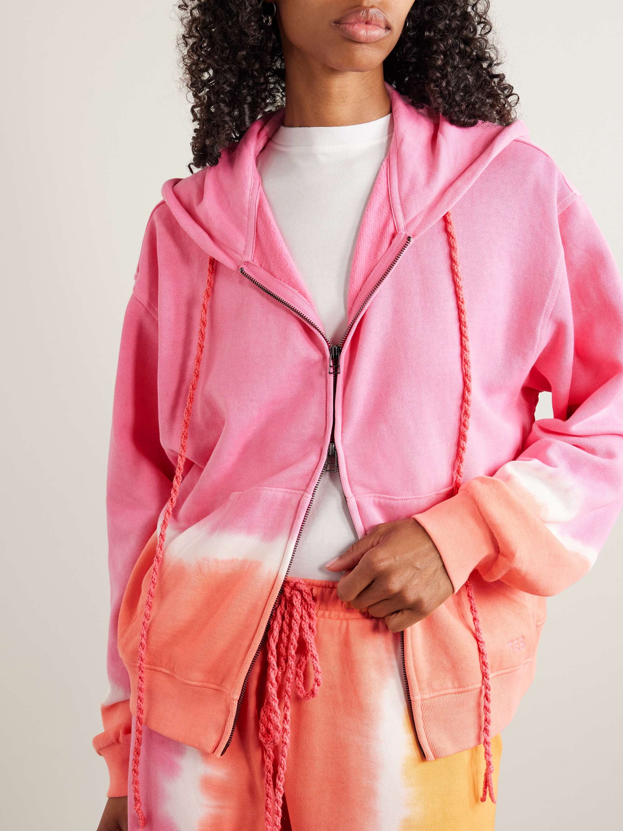 Tie-dyed cotton and cashmere-blend jersey hoodie view