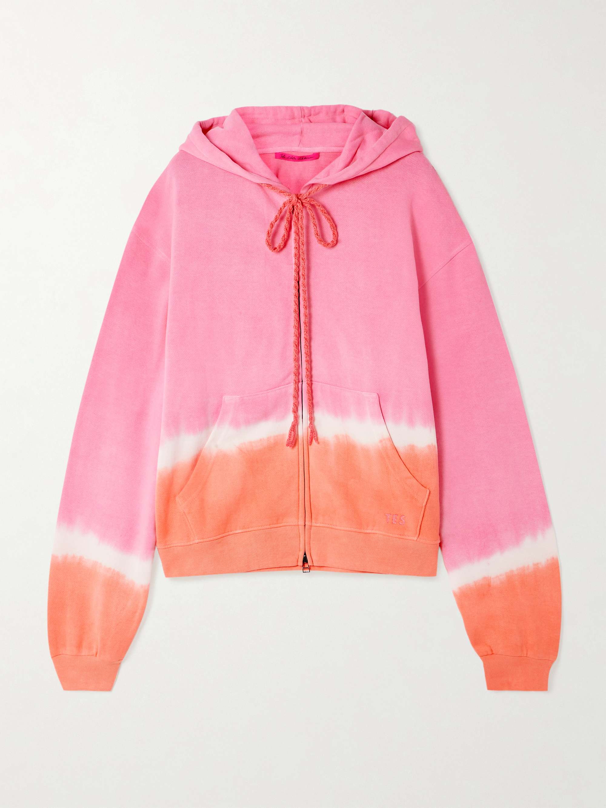 Tie-dyed cotton and cashmere-blend jersey hoodie view