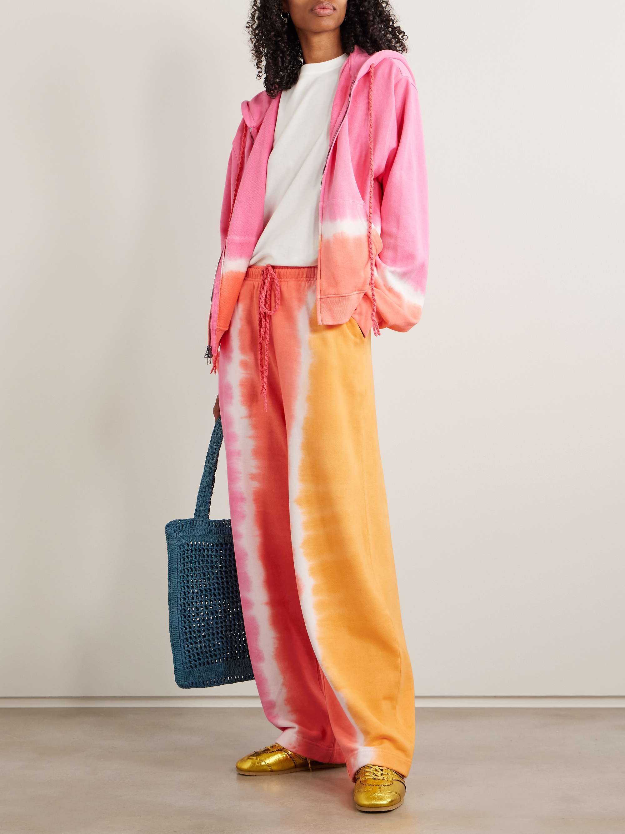 Tie-dyed cotton and cashmere-blend jersey hoodie view