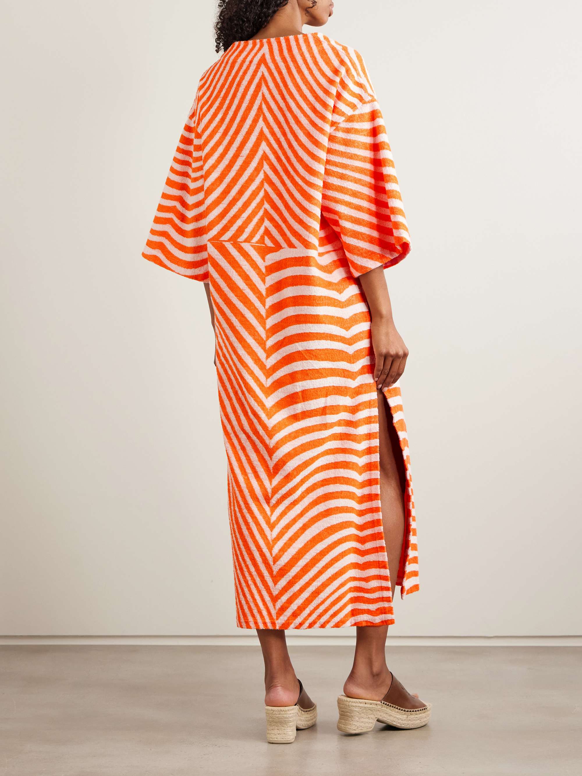 Embroidered striped cotton-terry kaftan view