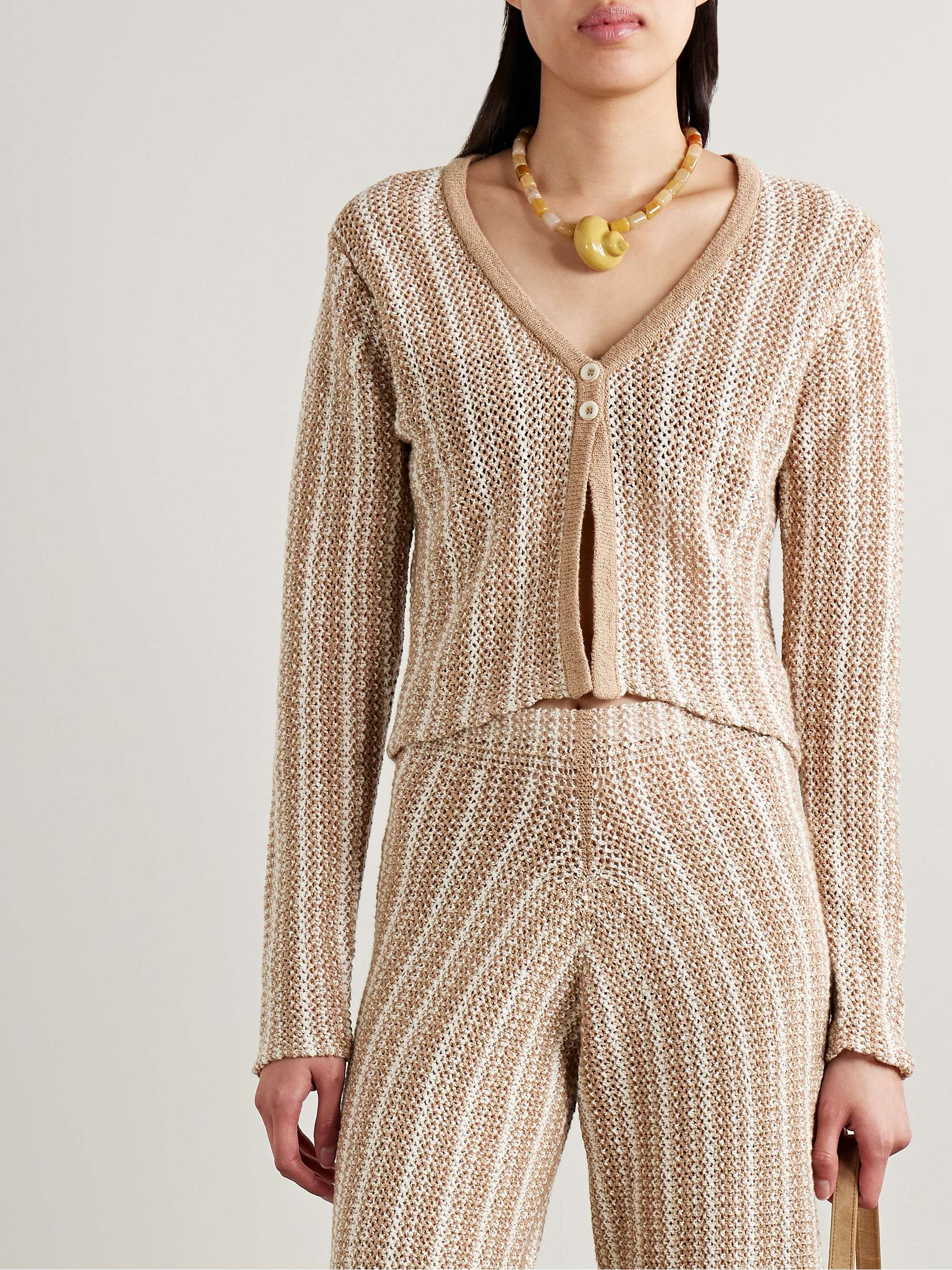 Nora Lite striped crocheted cotton cardigan view
