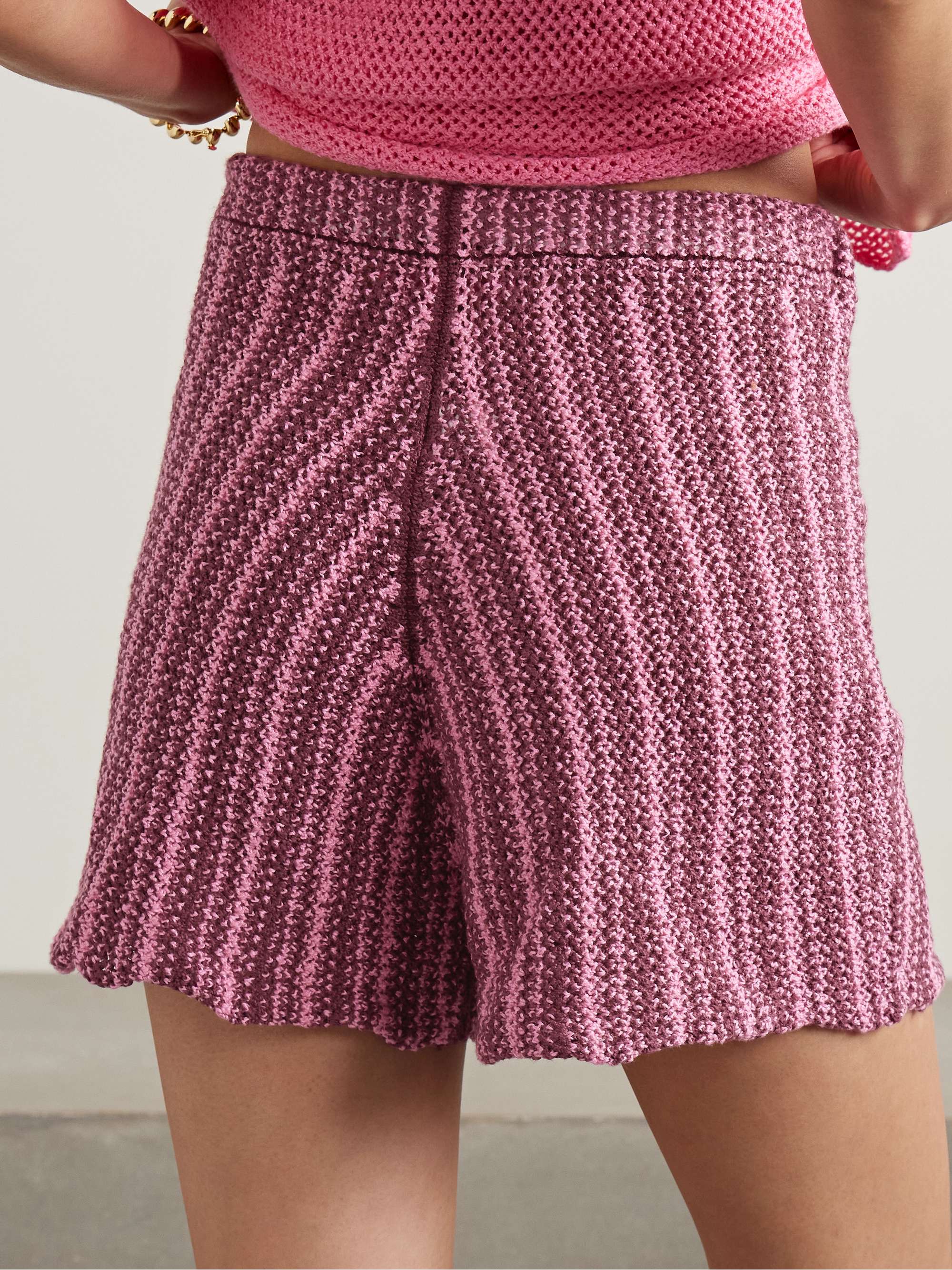 Striped crocheted cotton shorts view