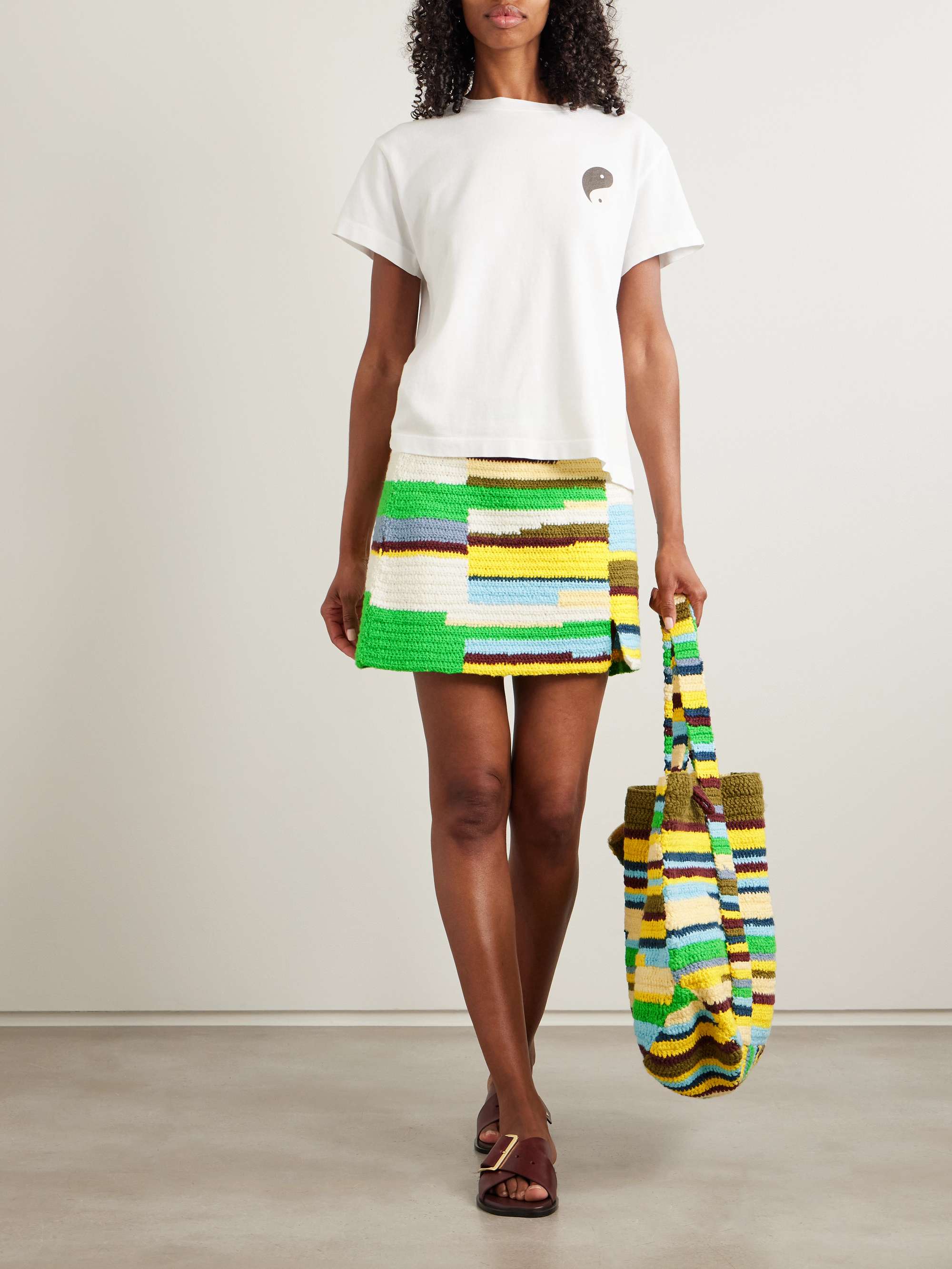 Striped crocheted cotton mini skirt view