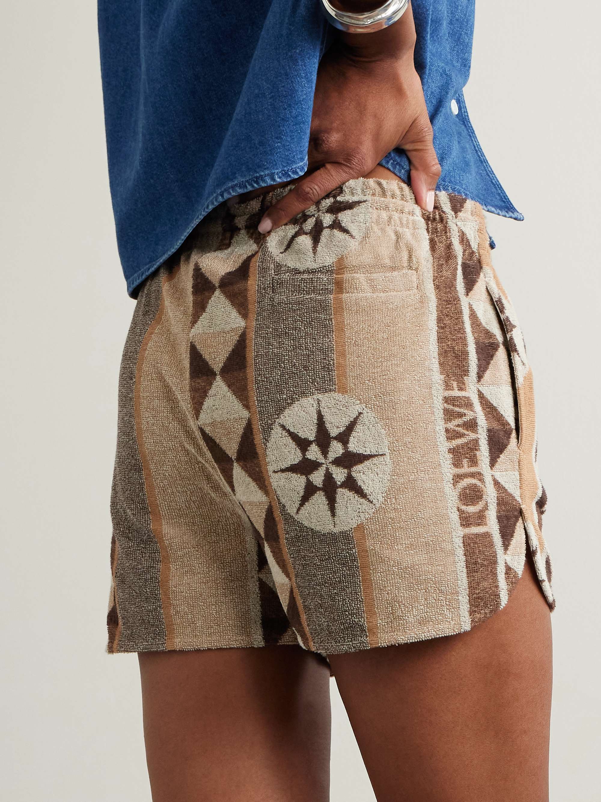 + Paula's Ibiza jacquard-woven cotton-blend terry shorts view