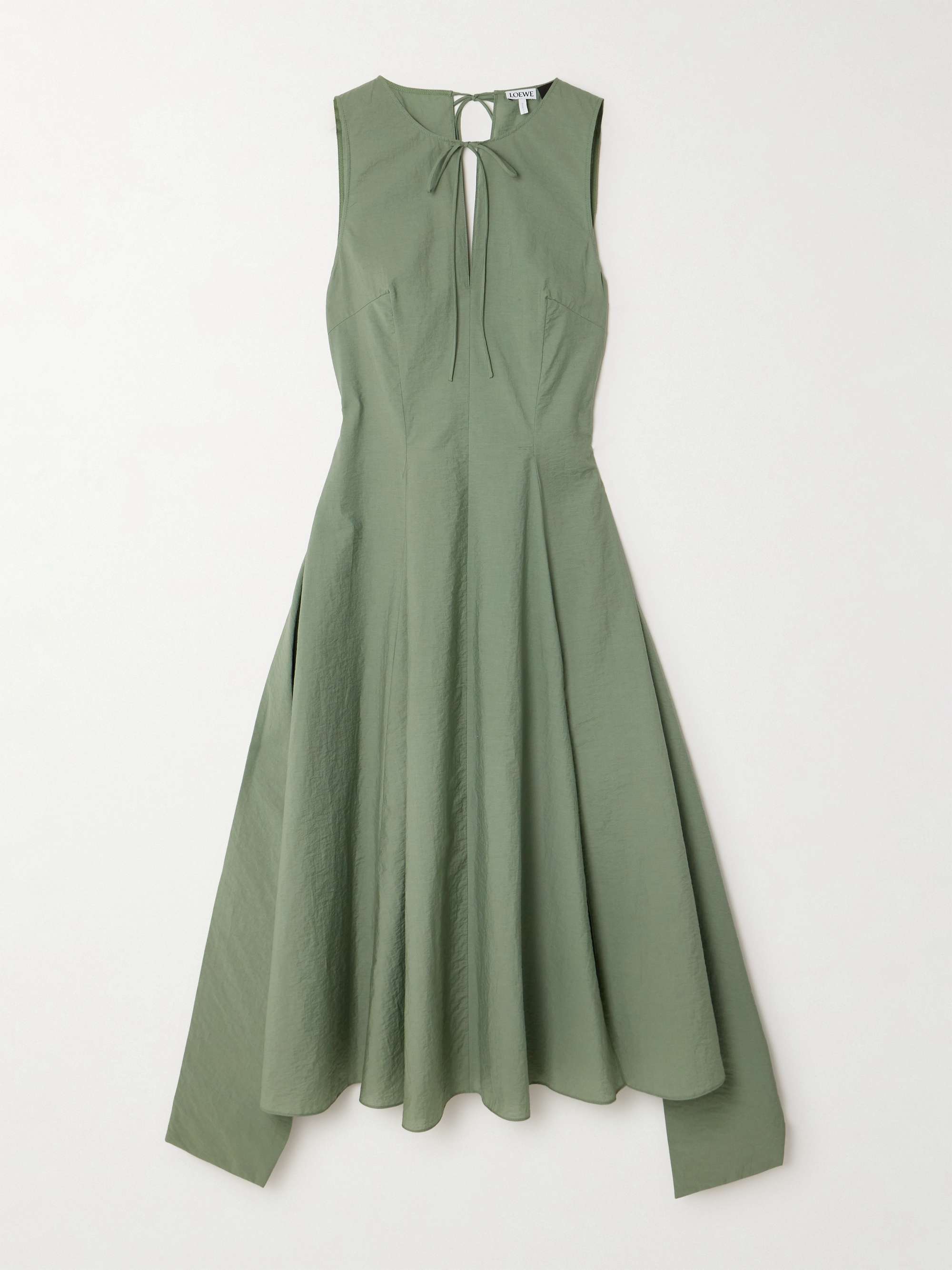 + Paula's Ibiza tie-detailed belted crinkled cotton-blend poplin midi dress view