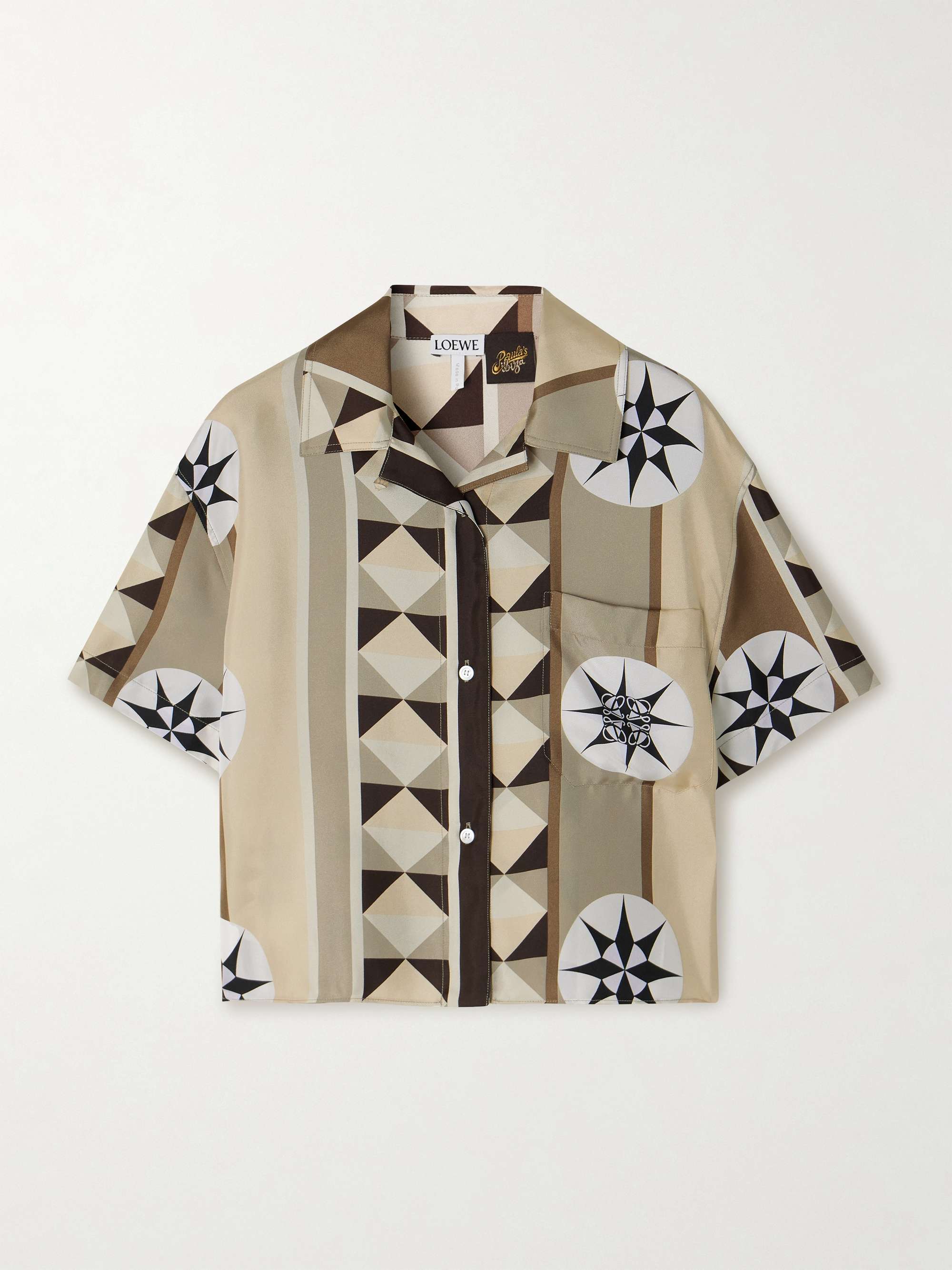 + Paula's Ibiza cropped printed silk-twill shirt view