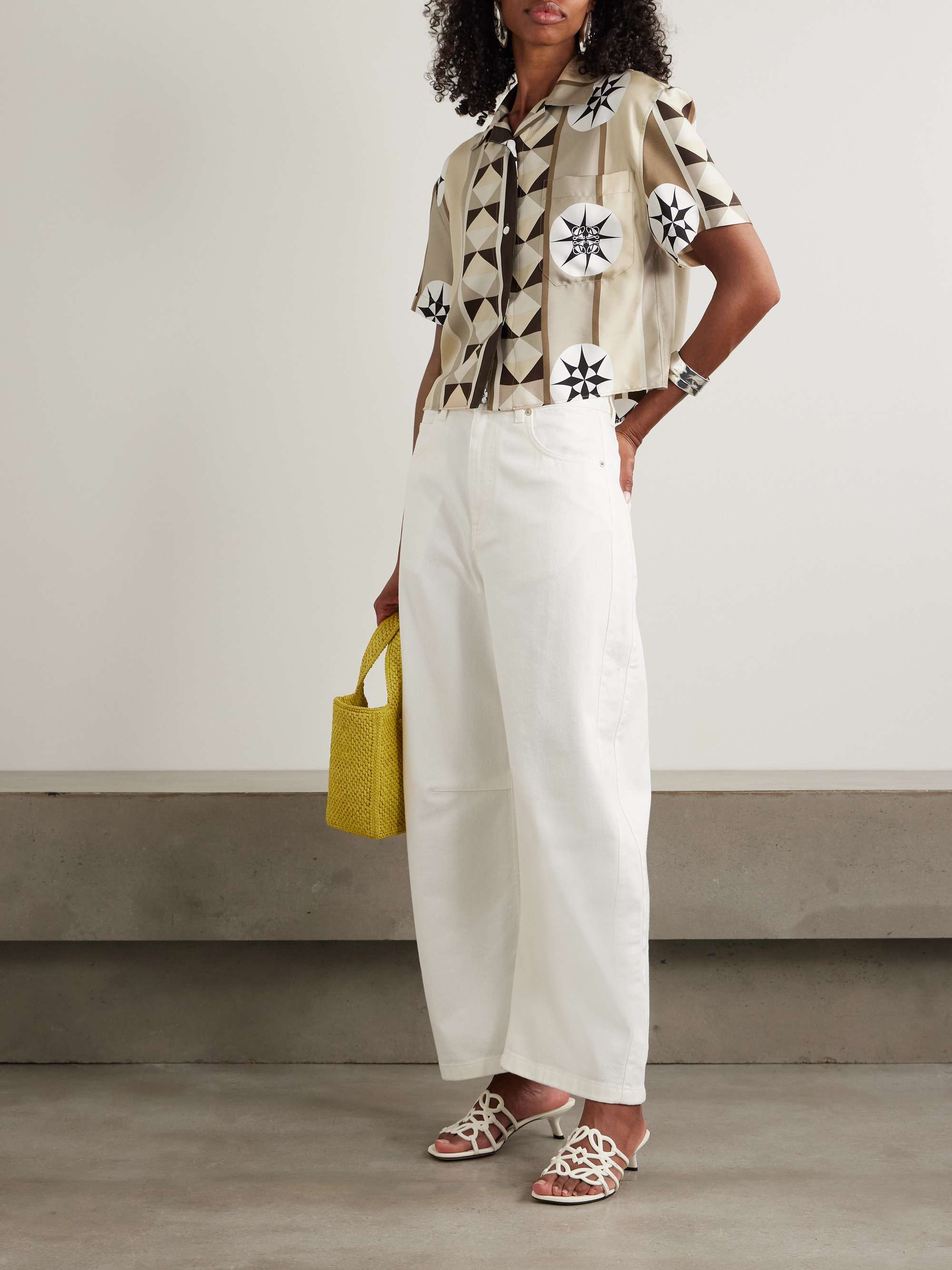 + Paula's Ibiza cropped printed silk-twill shirt view