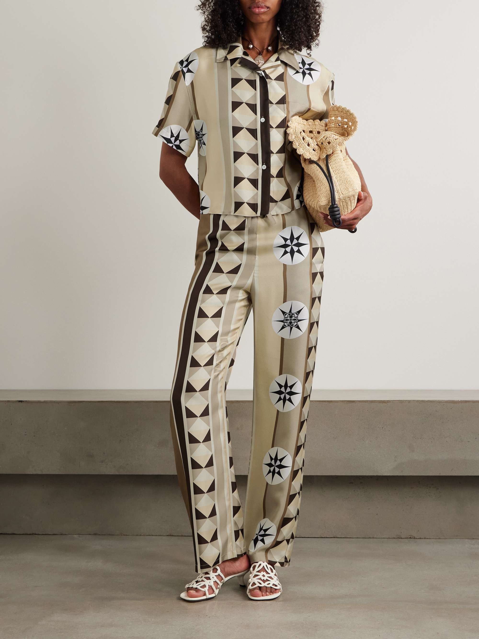 + Paula's Ibiza cropped printed silk-twill shirt view