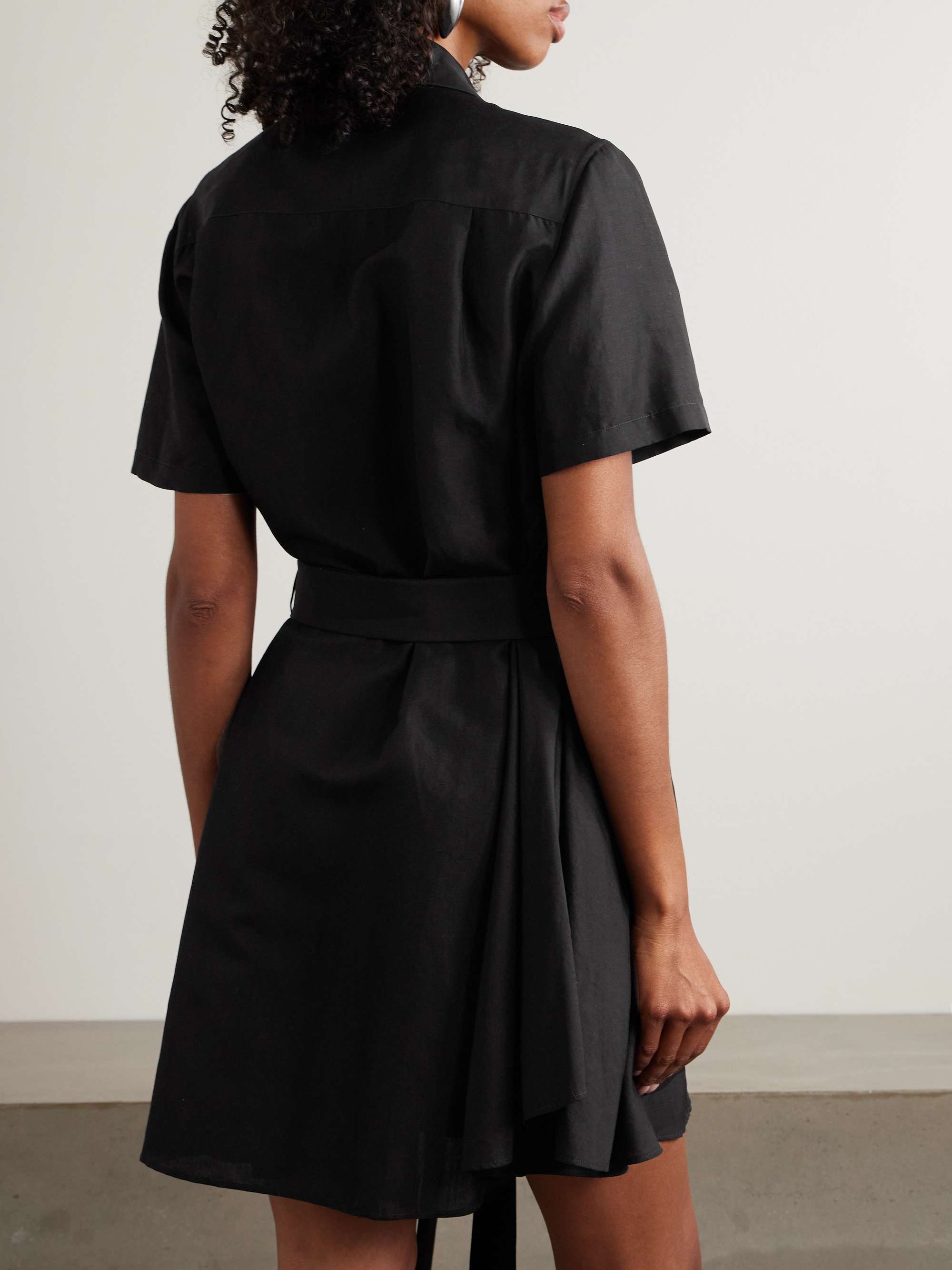+ Paula's Ibiza belted appliquéd voile mini shirt dress view