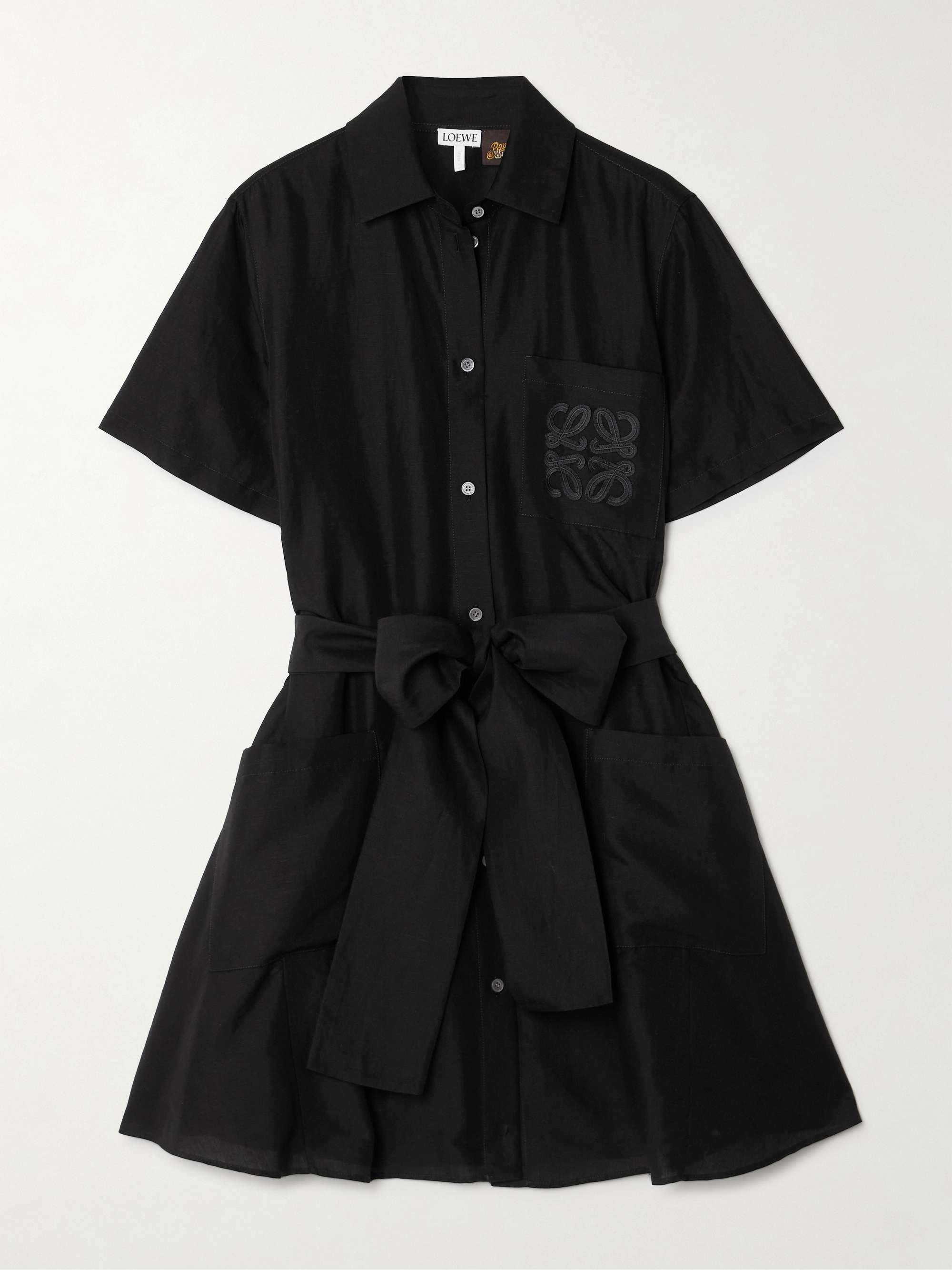 + Paula's Ibiza belted appliquéd voile mini shirt dress view