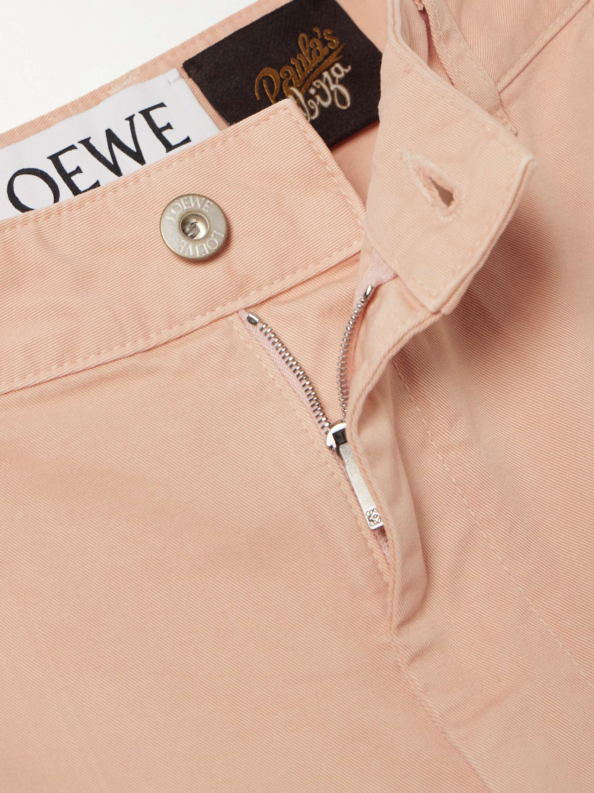 + Paula's Ibiza Anagram cutout frayed pleated cotton-twill shorts view