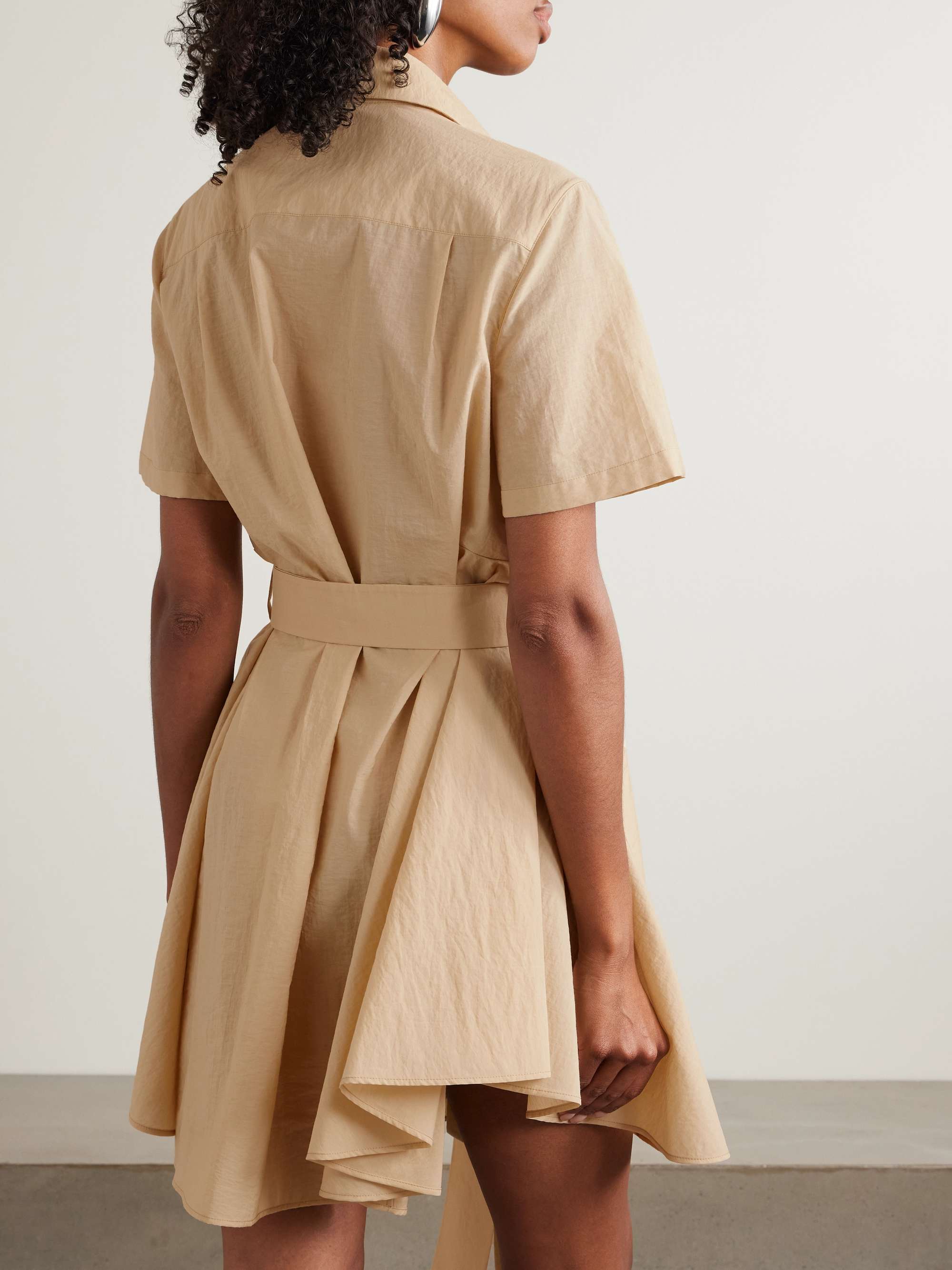+ Paula's Ibiza belted appliquéd cotton-blend mini shirt dress view