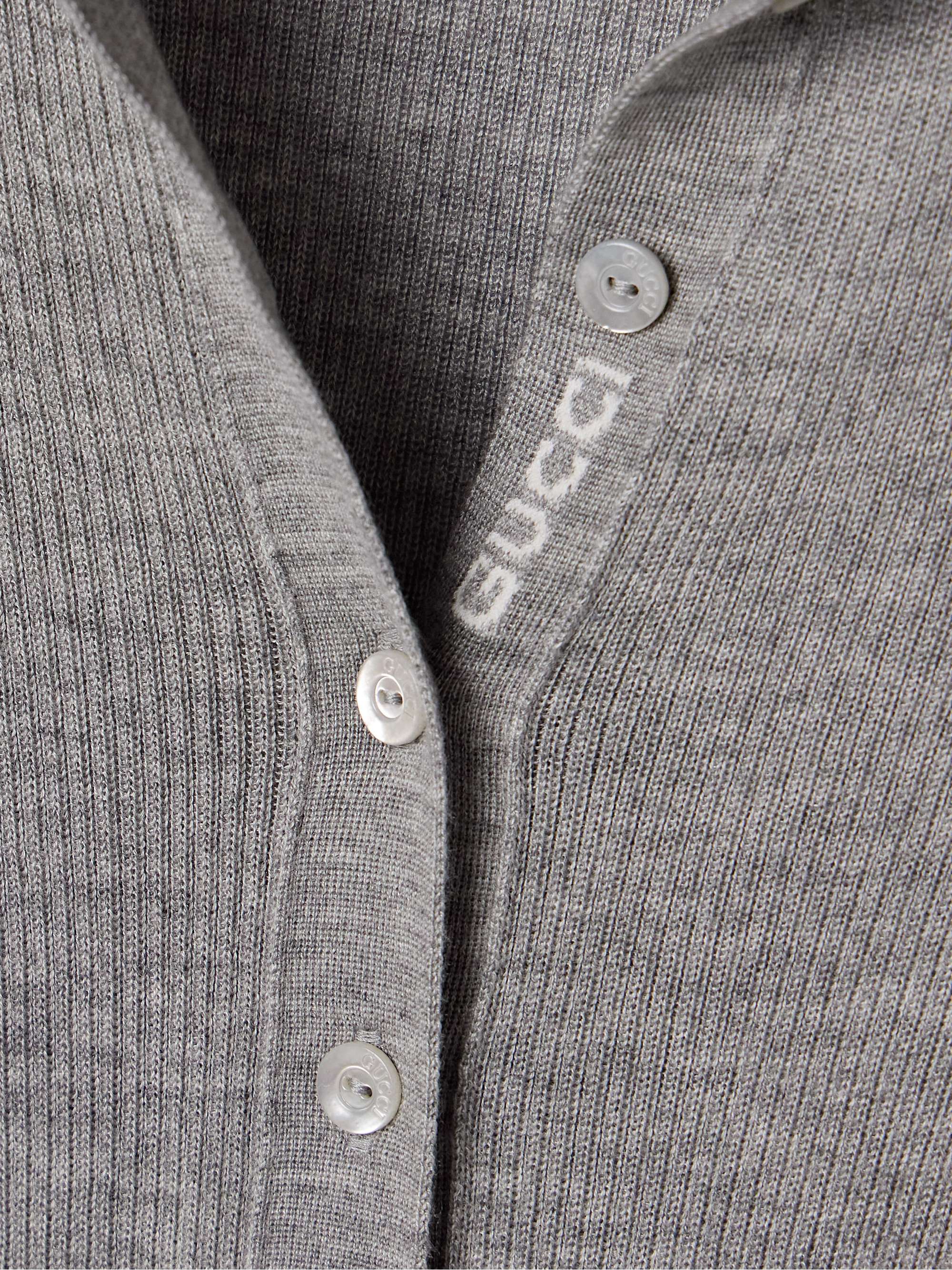 Striped ribbed cashmere and silk-blend polo shirt view