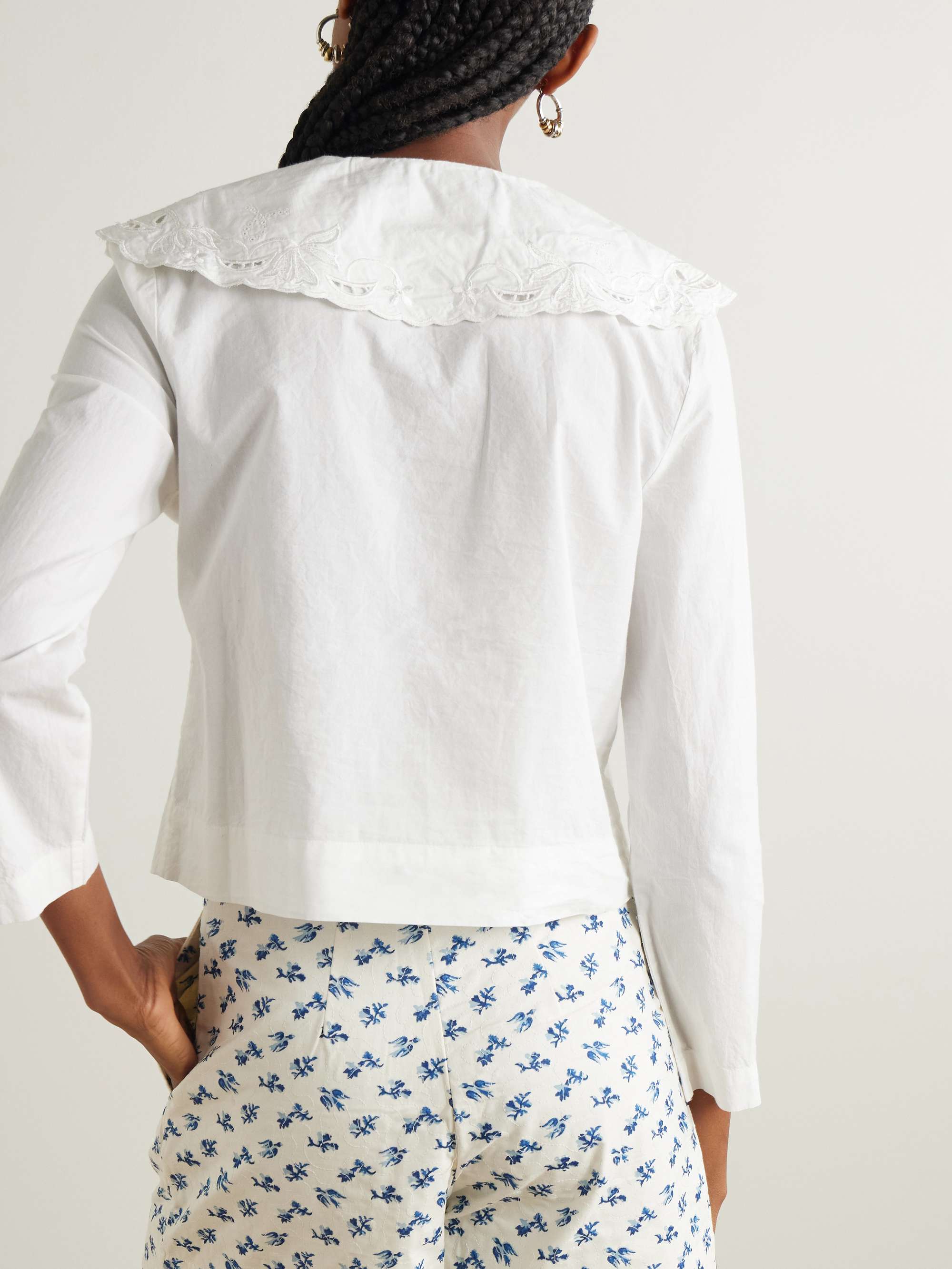 Elettrice double-breasted broderie anglaise cotton-poplin blouse view