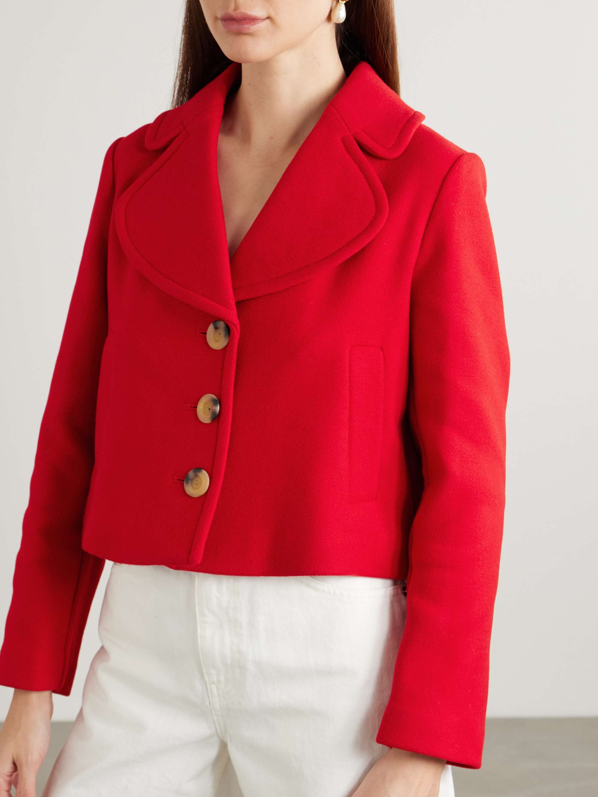 Keyla cropped wool-blend twill jacket view