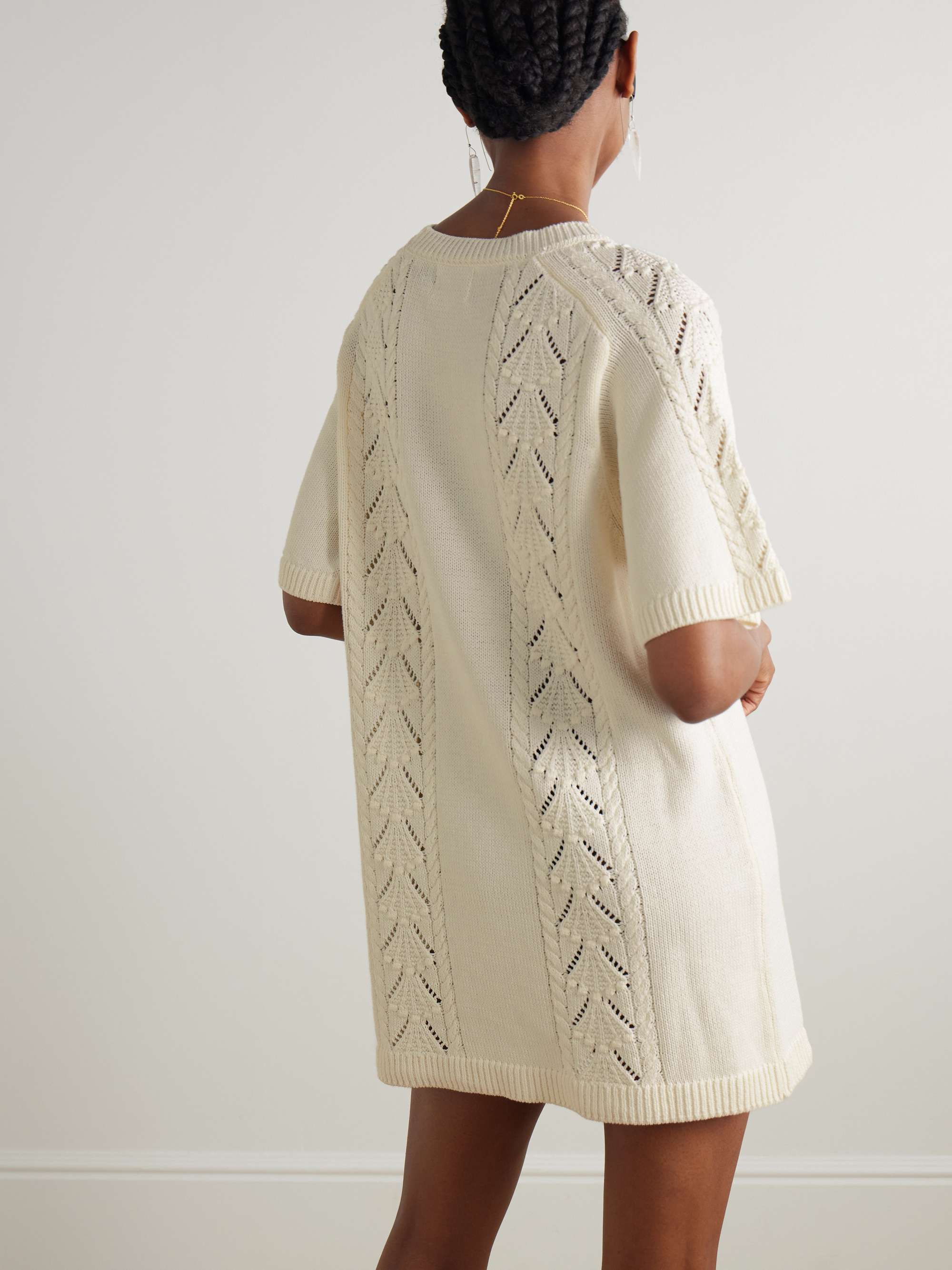 Arman cable and pointelle-knit cotton mini dress view
