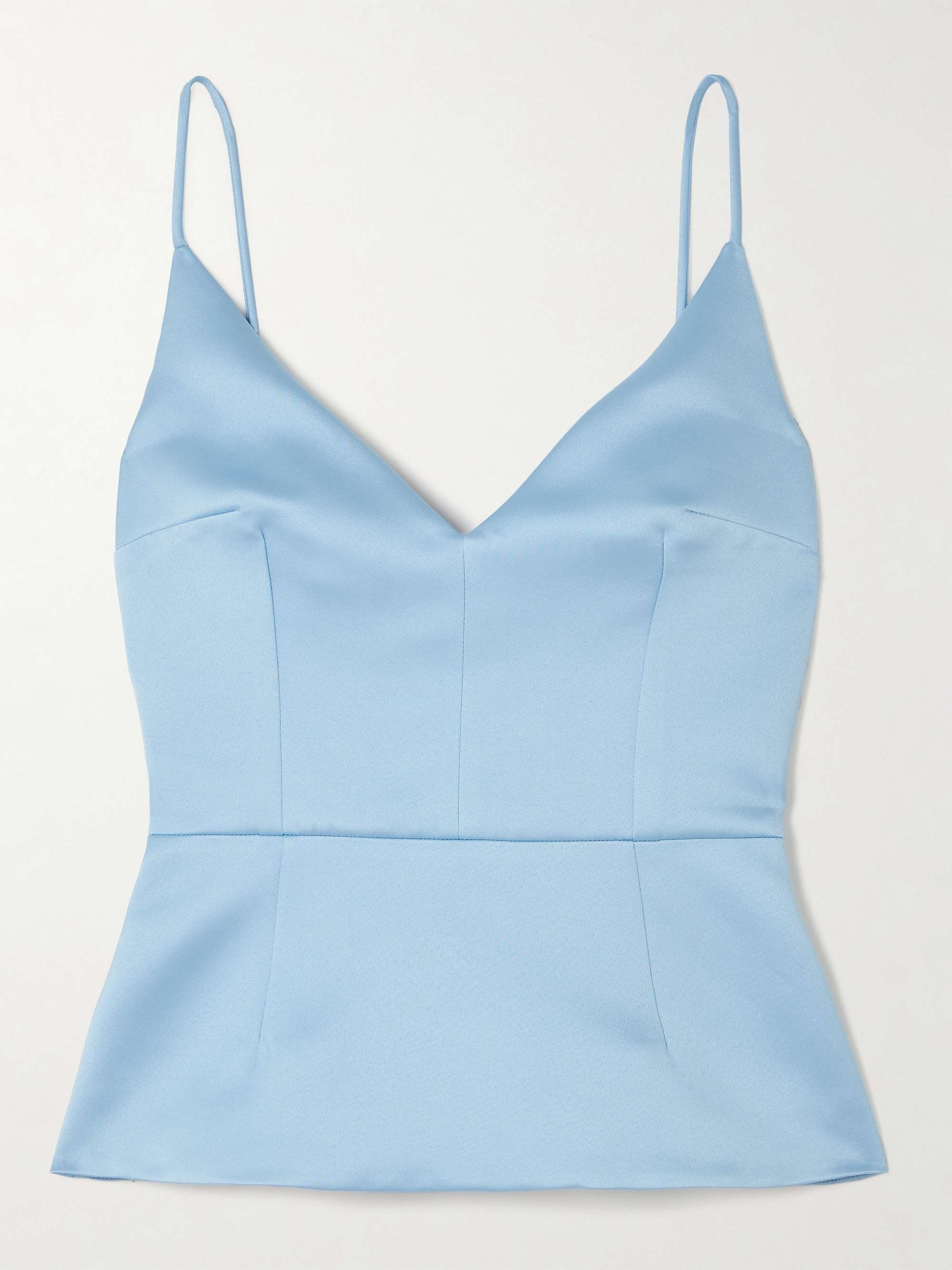 Vero duchesse-satin peplum top view