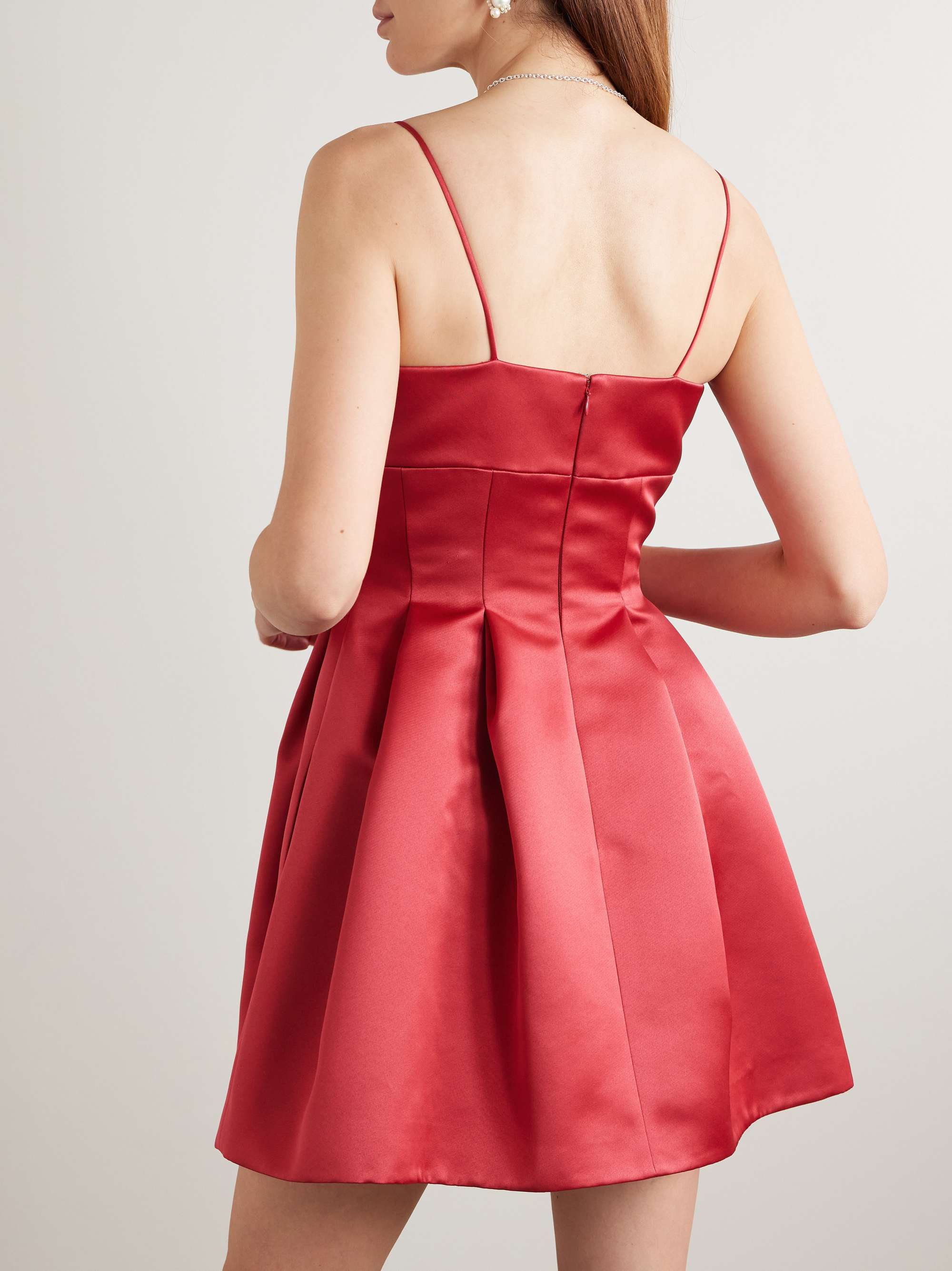 Honor pleated duchesse-satin mini dress view