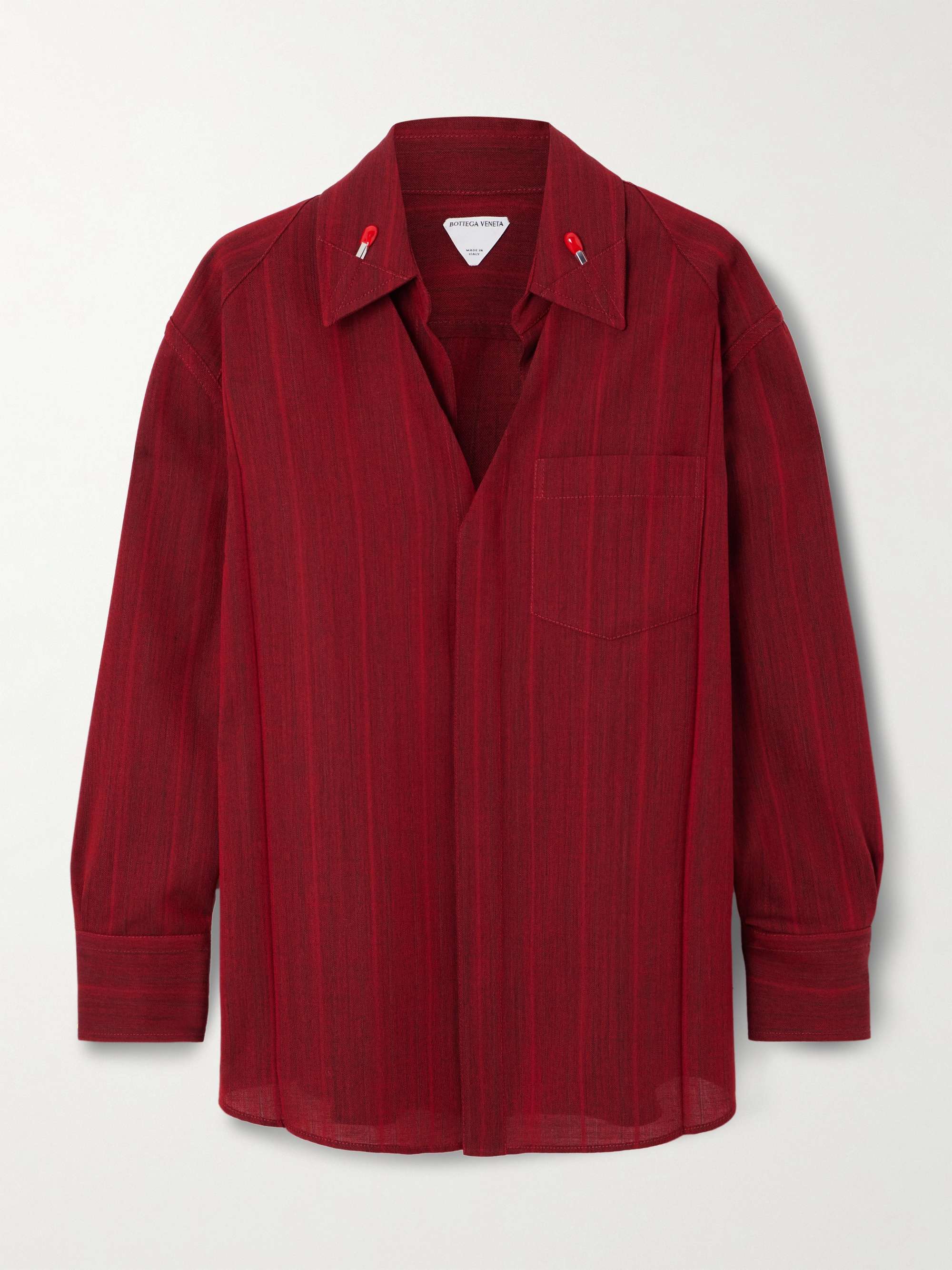 Embellished striped wool-blend shirt view