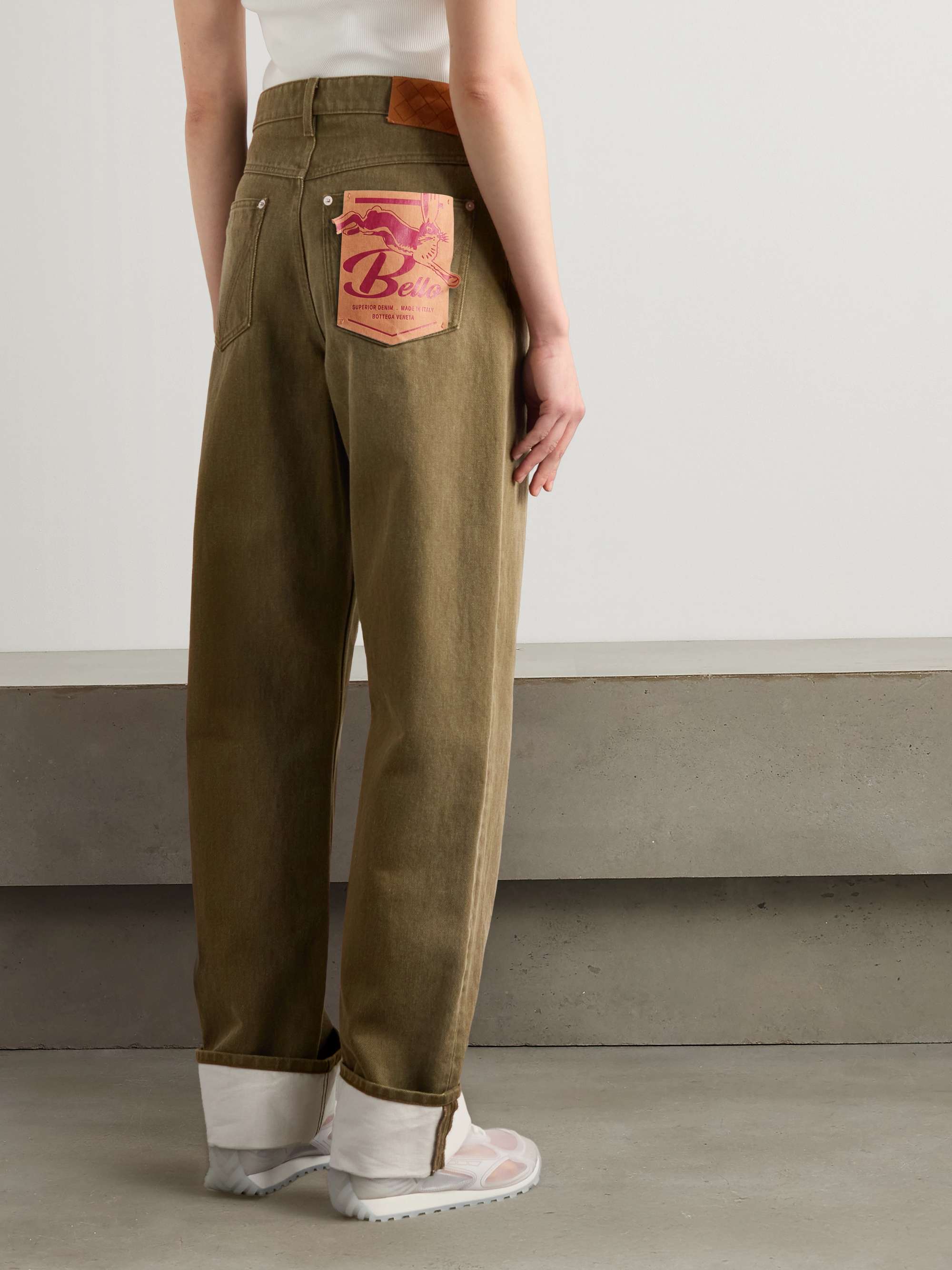 Appliquéd high-rise wide-leg jeans view