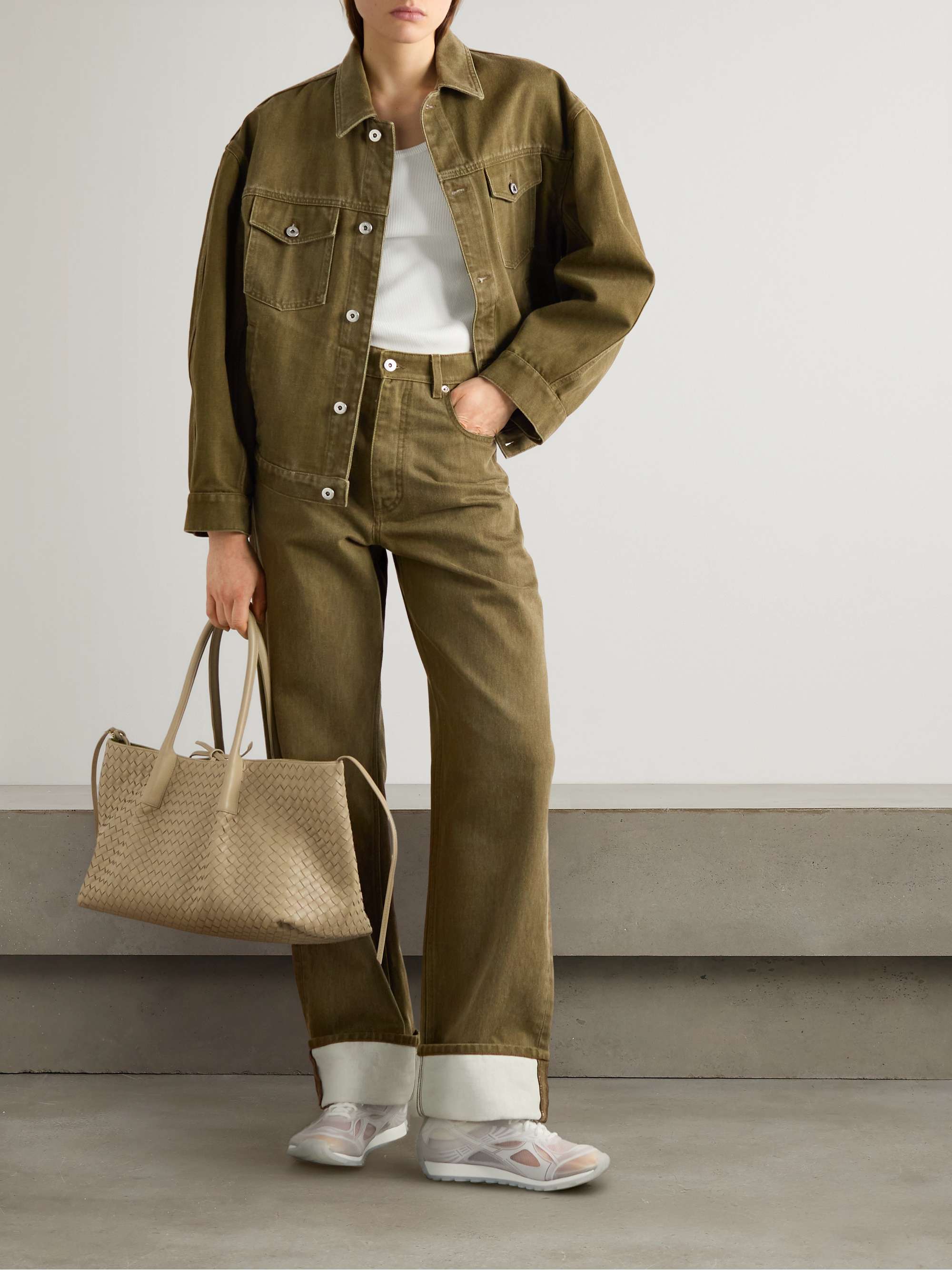 Appliquéd high-rise wide-leg jeans view