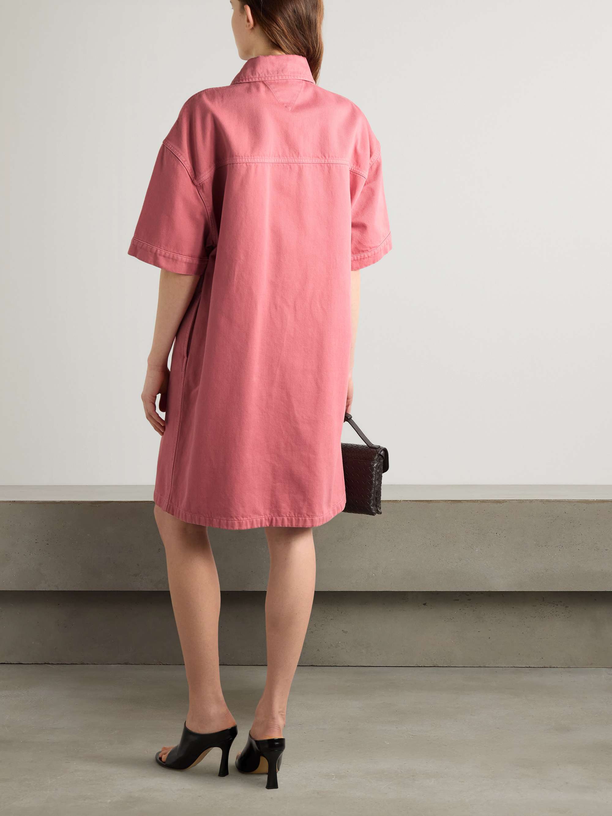 Oversized belted denim shirt dress view