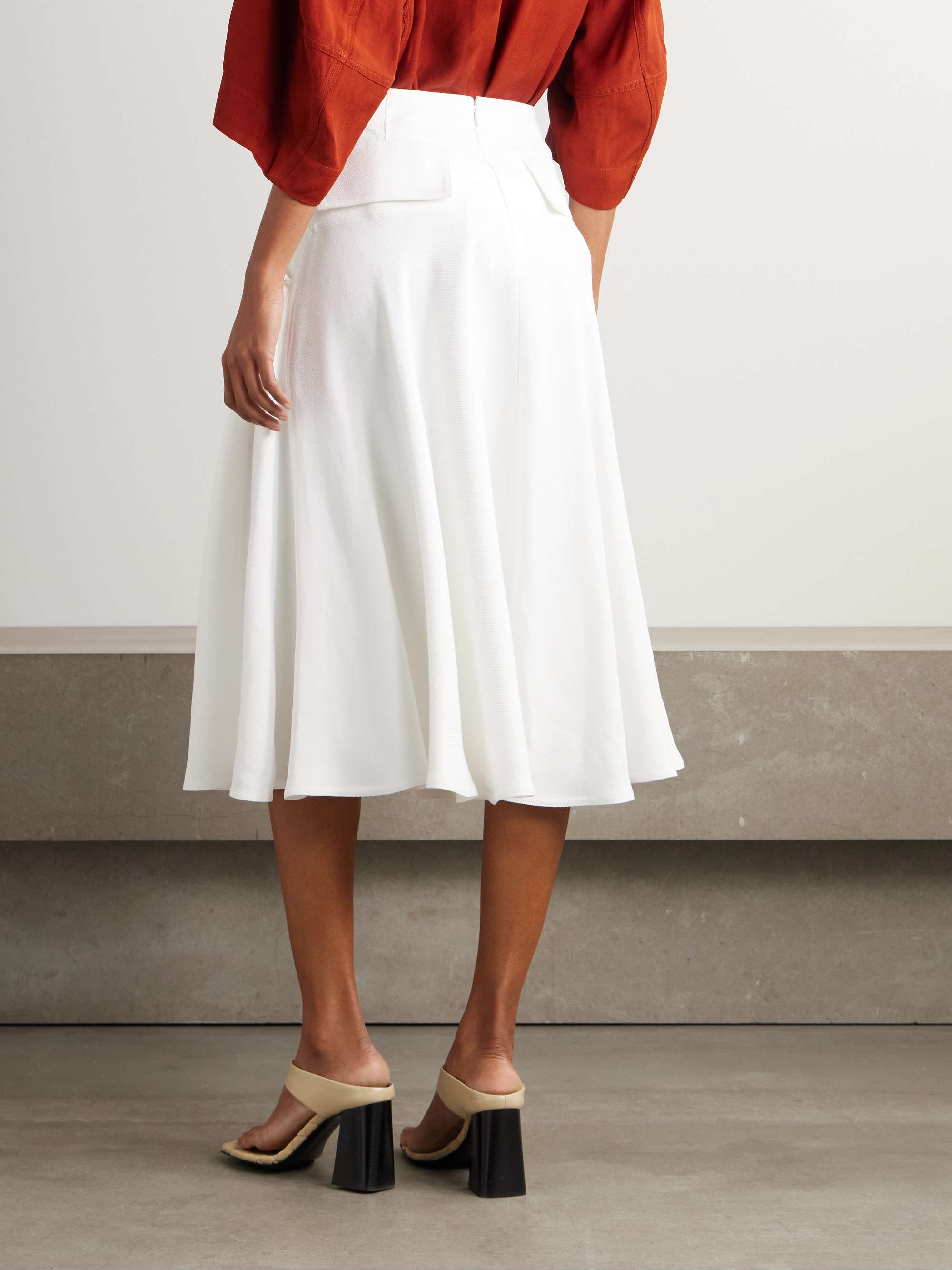 Pleated twill midi skirt view