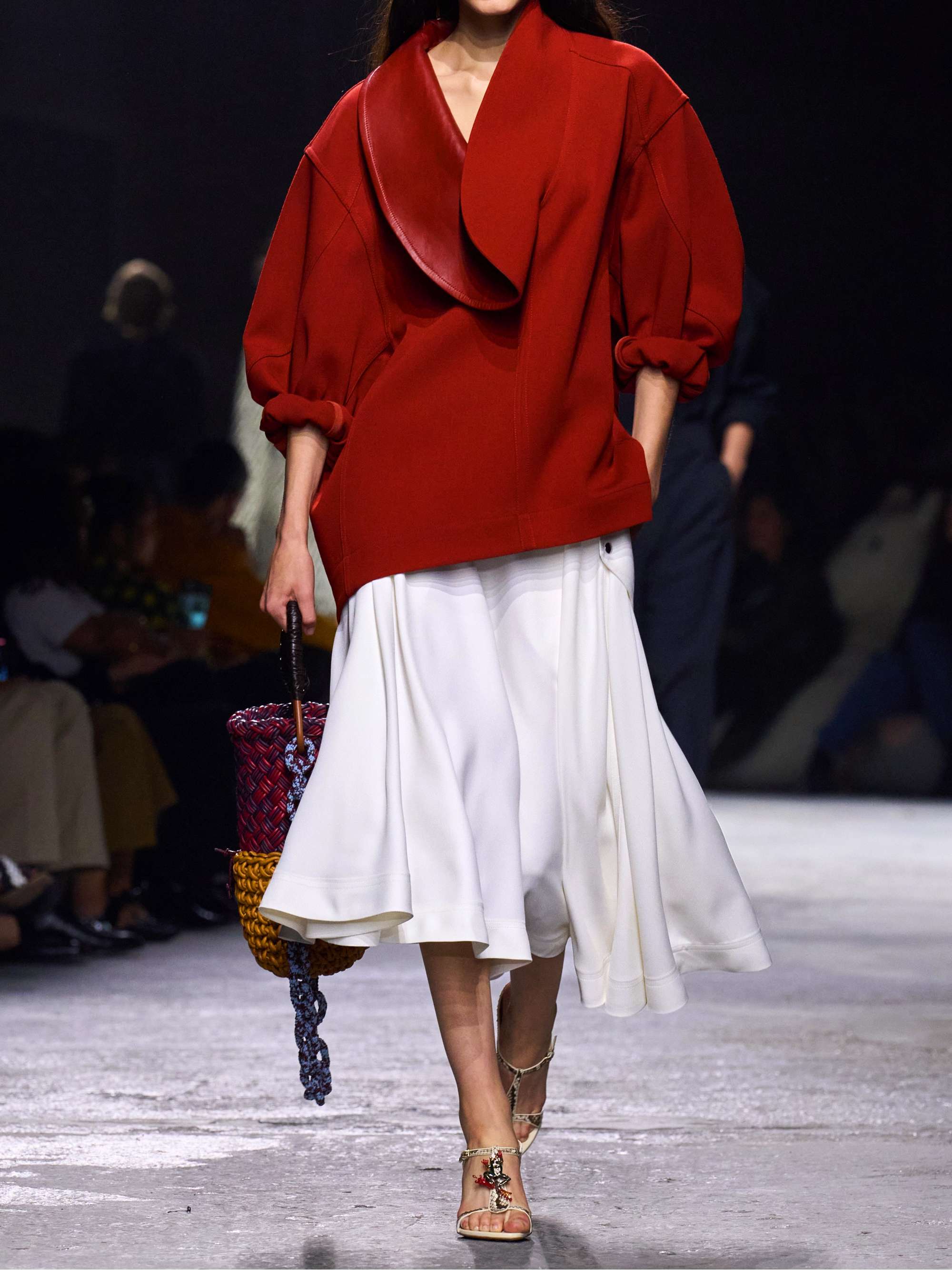 Pleated twill midi skirt view