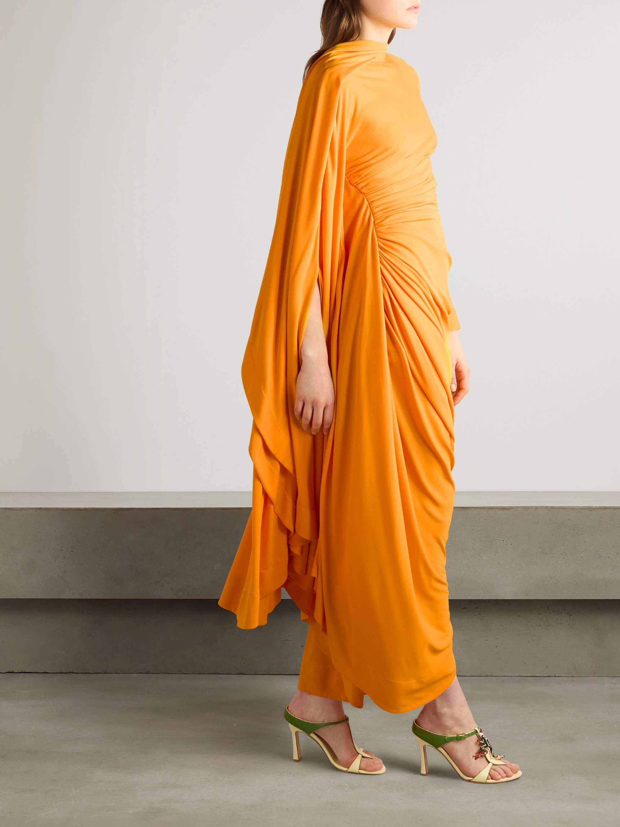 Draped gathered jersey maxi dress view
