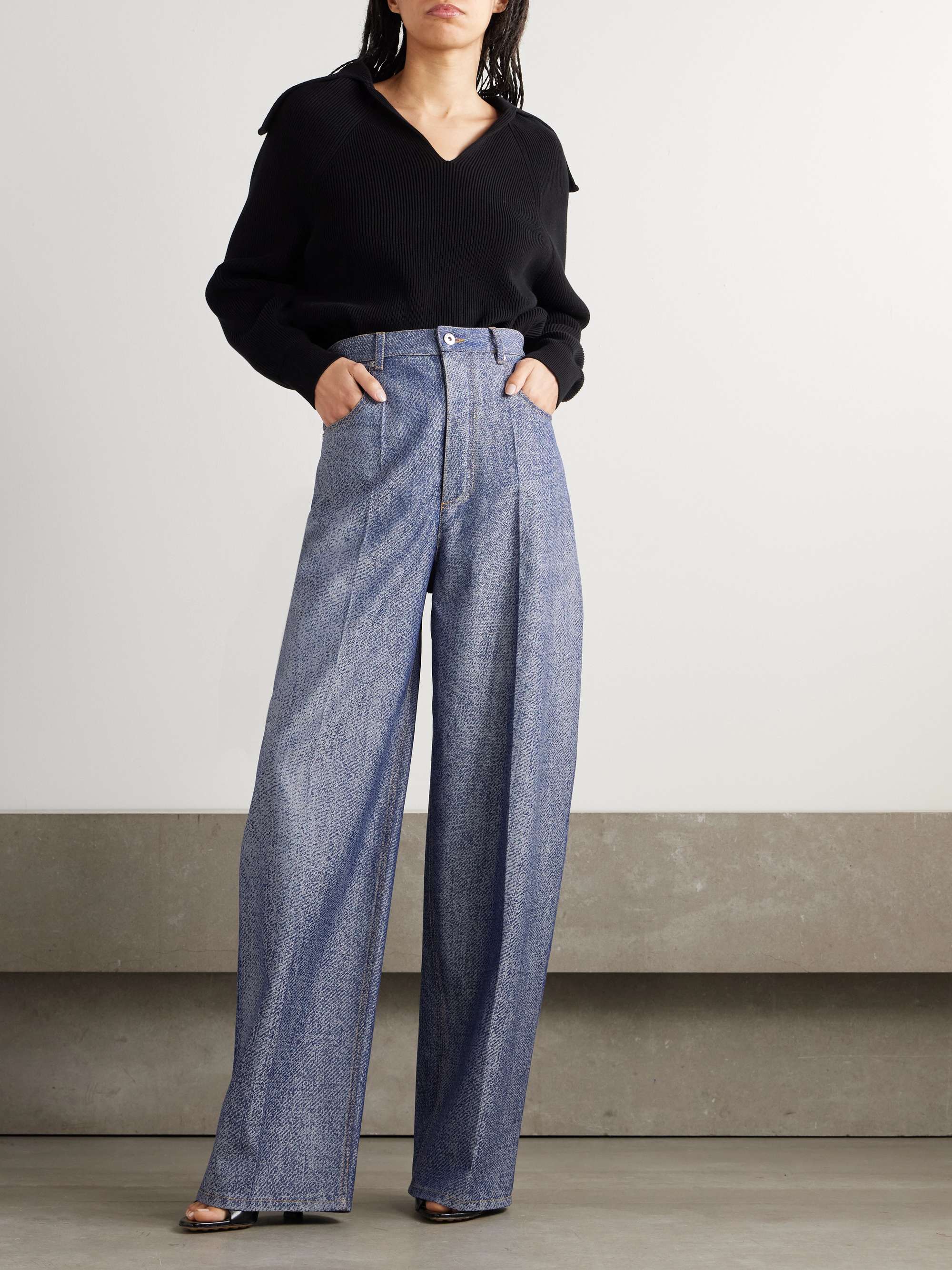 Wool and cotton-blend twill wide-leg pants view
