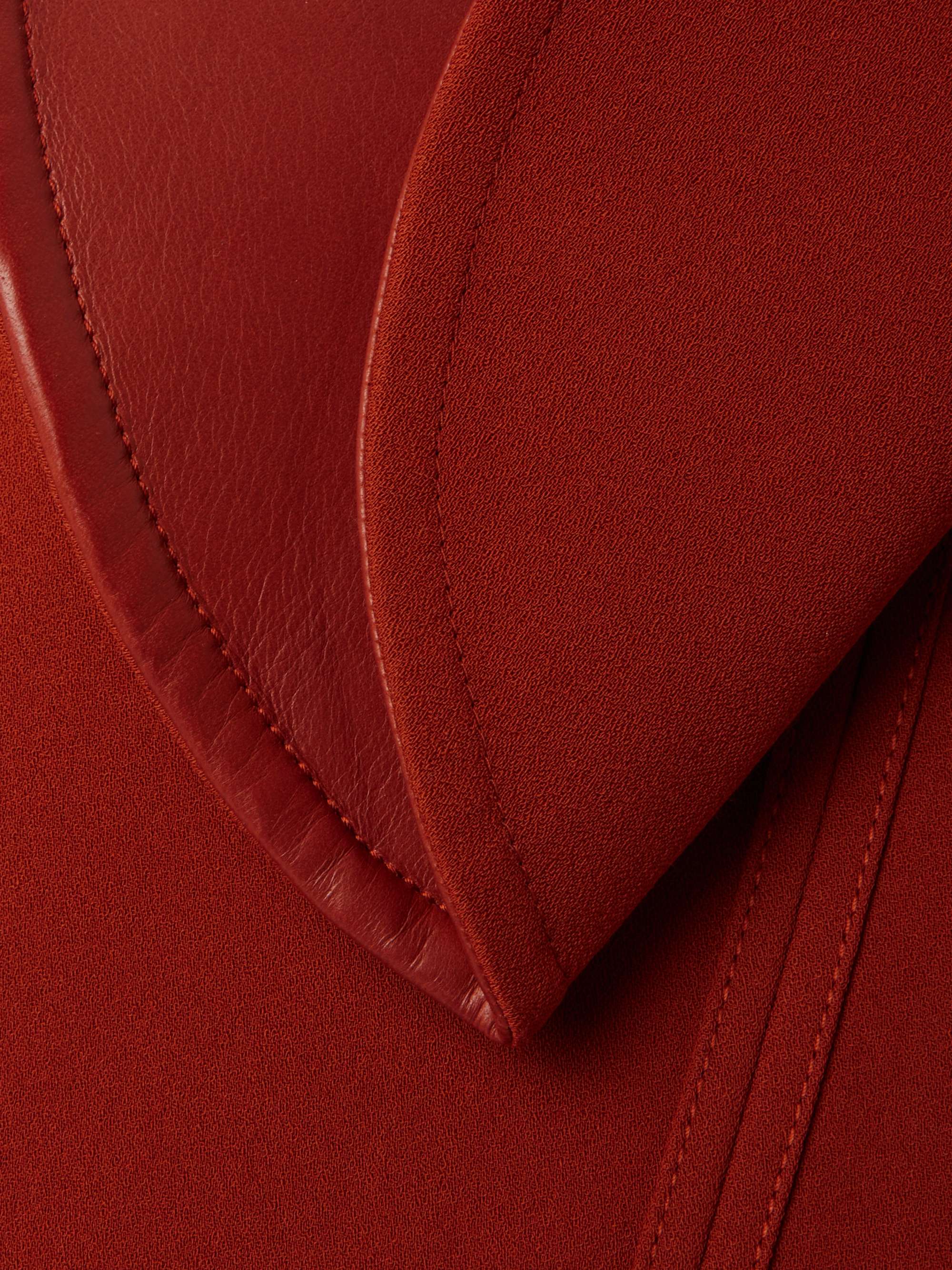 Oversized leather-trimmed cotton-blend crepe blouse view