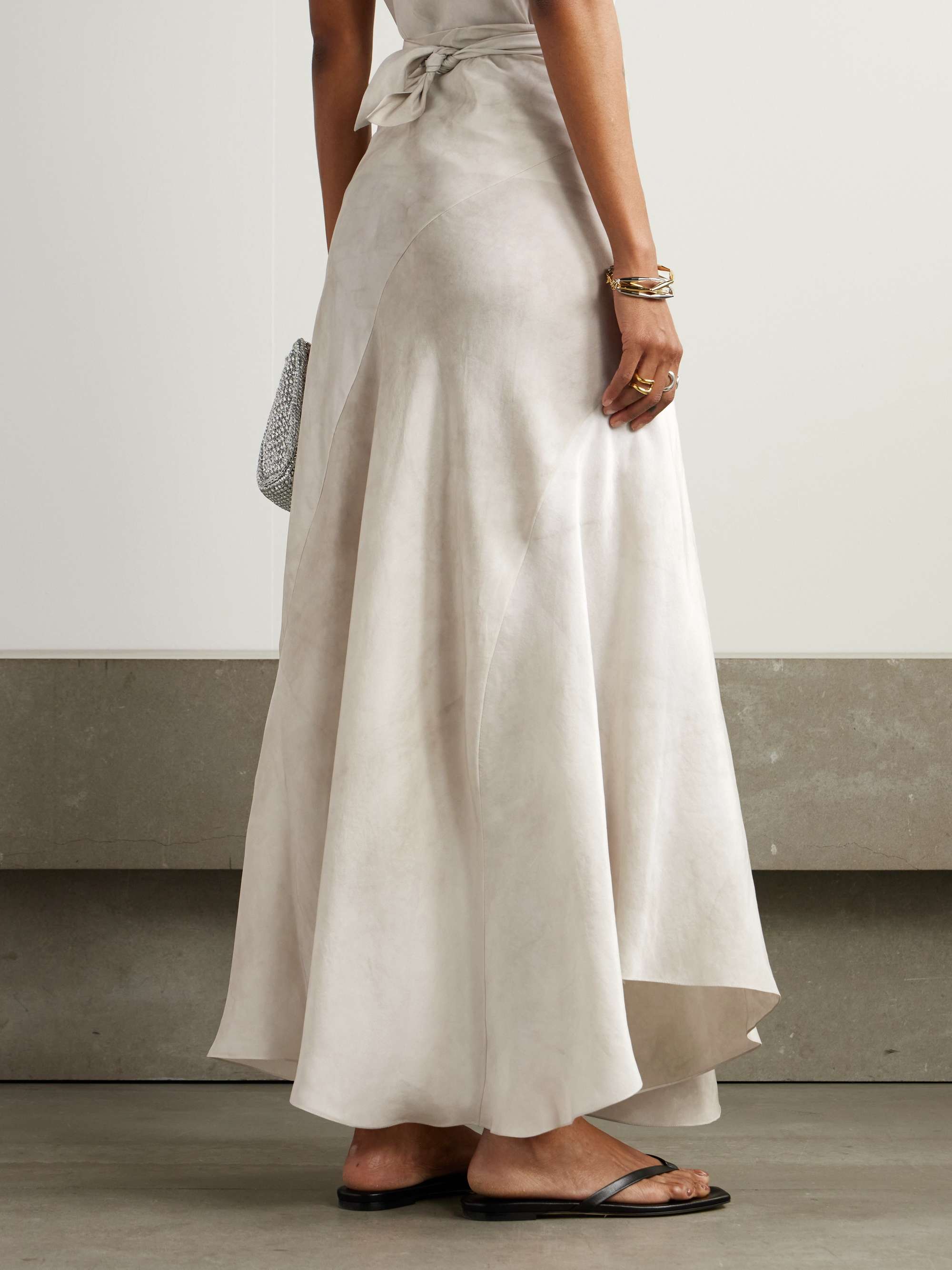 Dali asymmetric paneled silk maxi skirt view