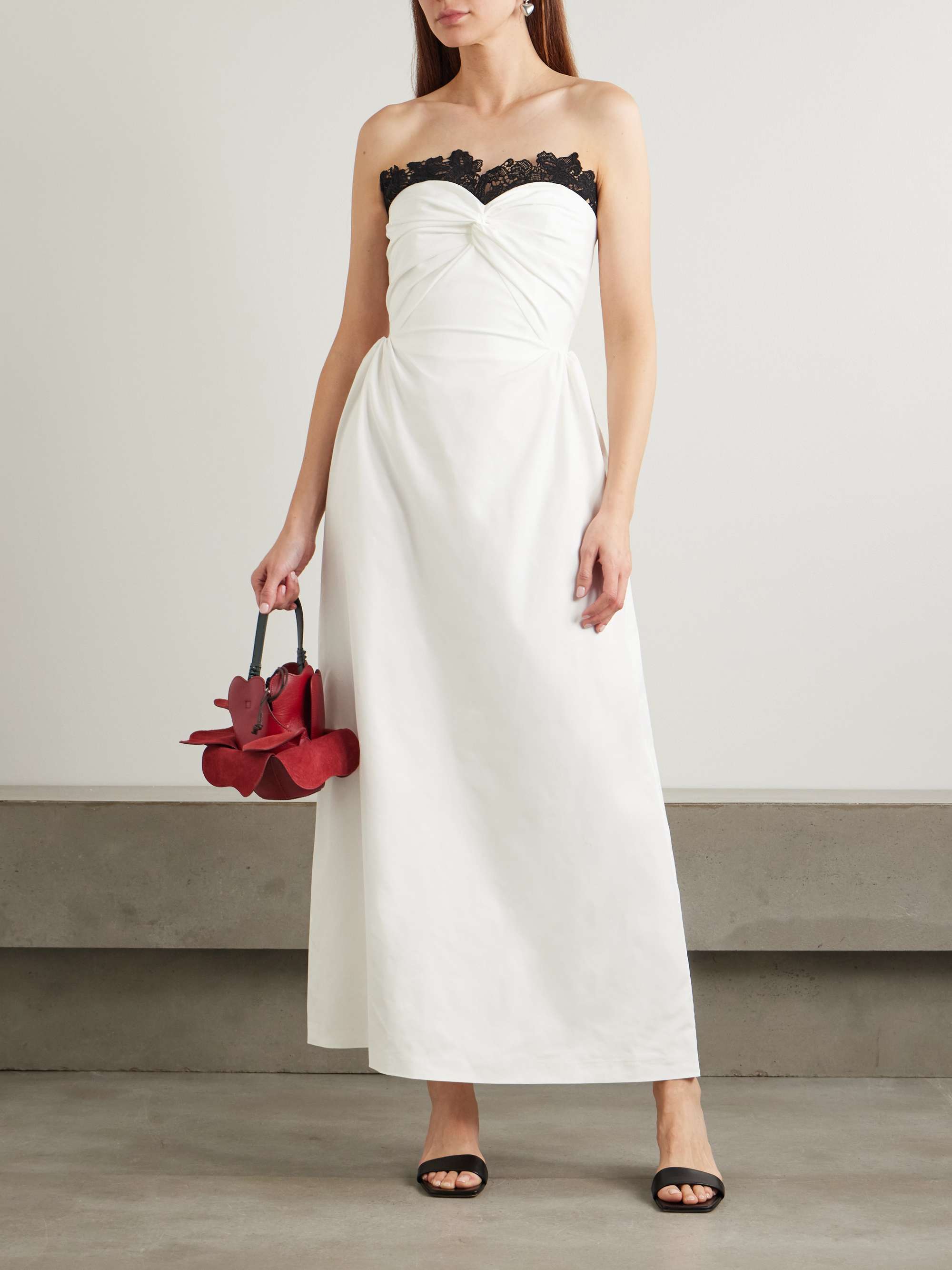 Rose guipure lace-trimmed faille maxi dress view