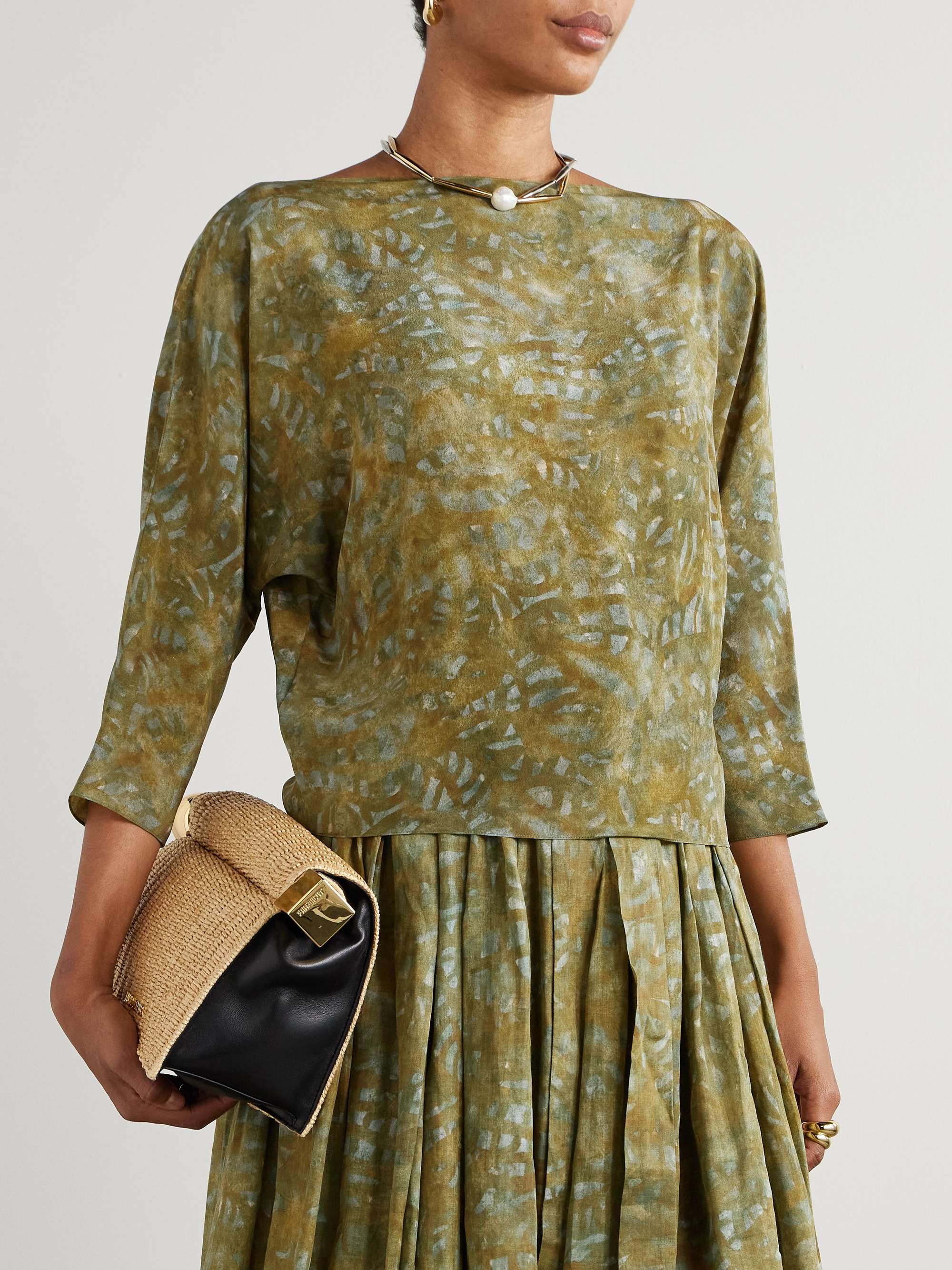 Printed silk-crepe top view
