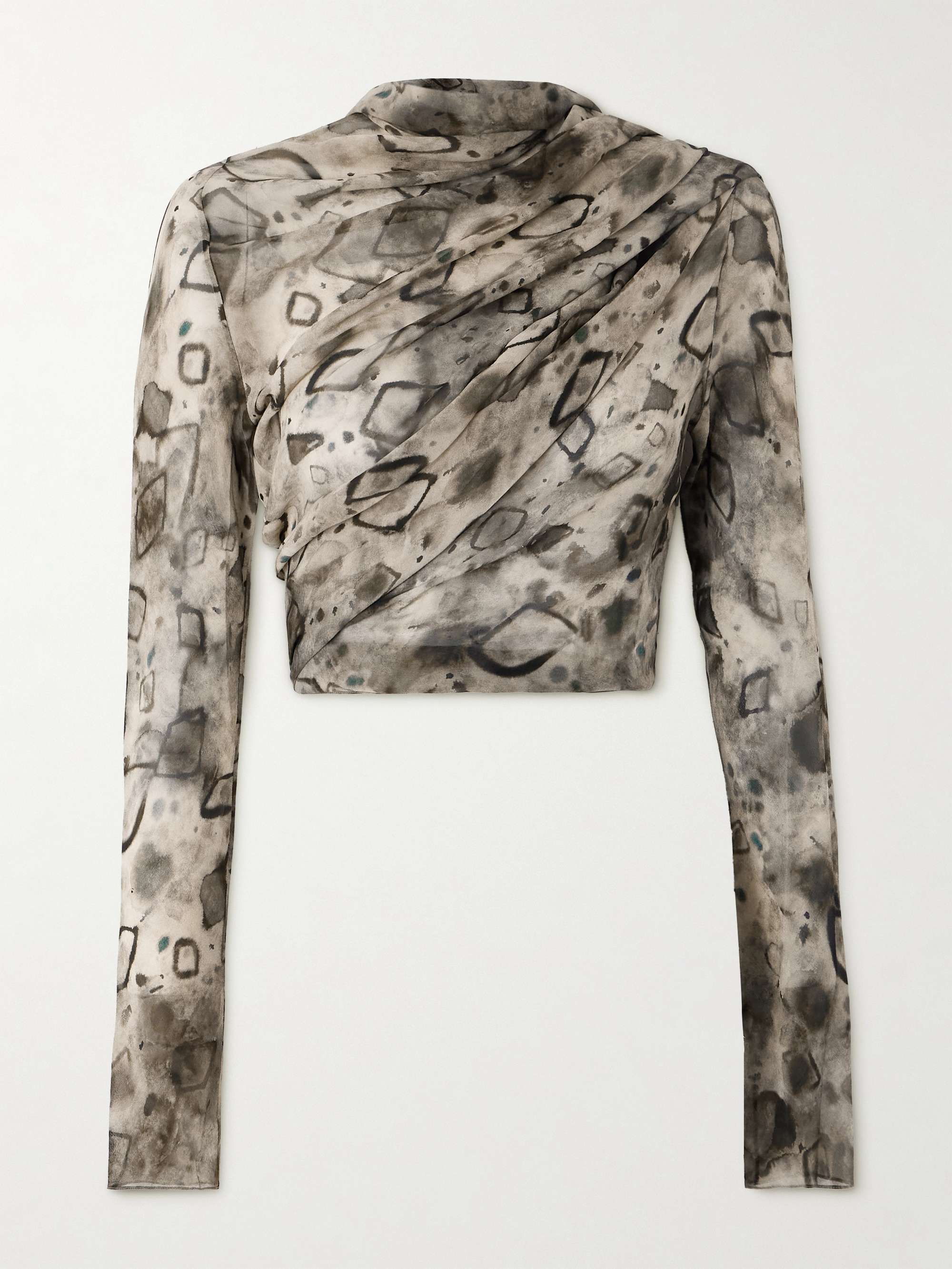 Meena printed silk-georgette wrap jacket view
