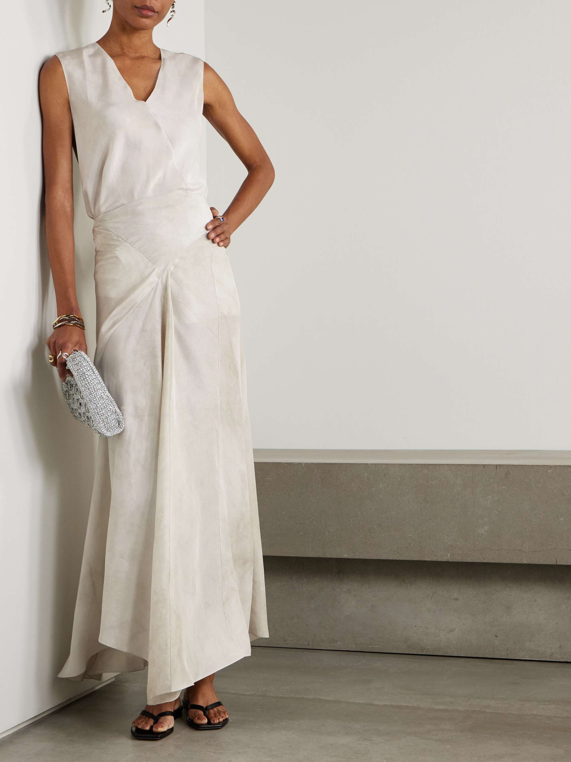 Dali asymmetric silk-voile top view
