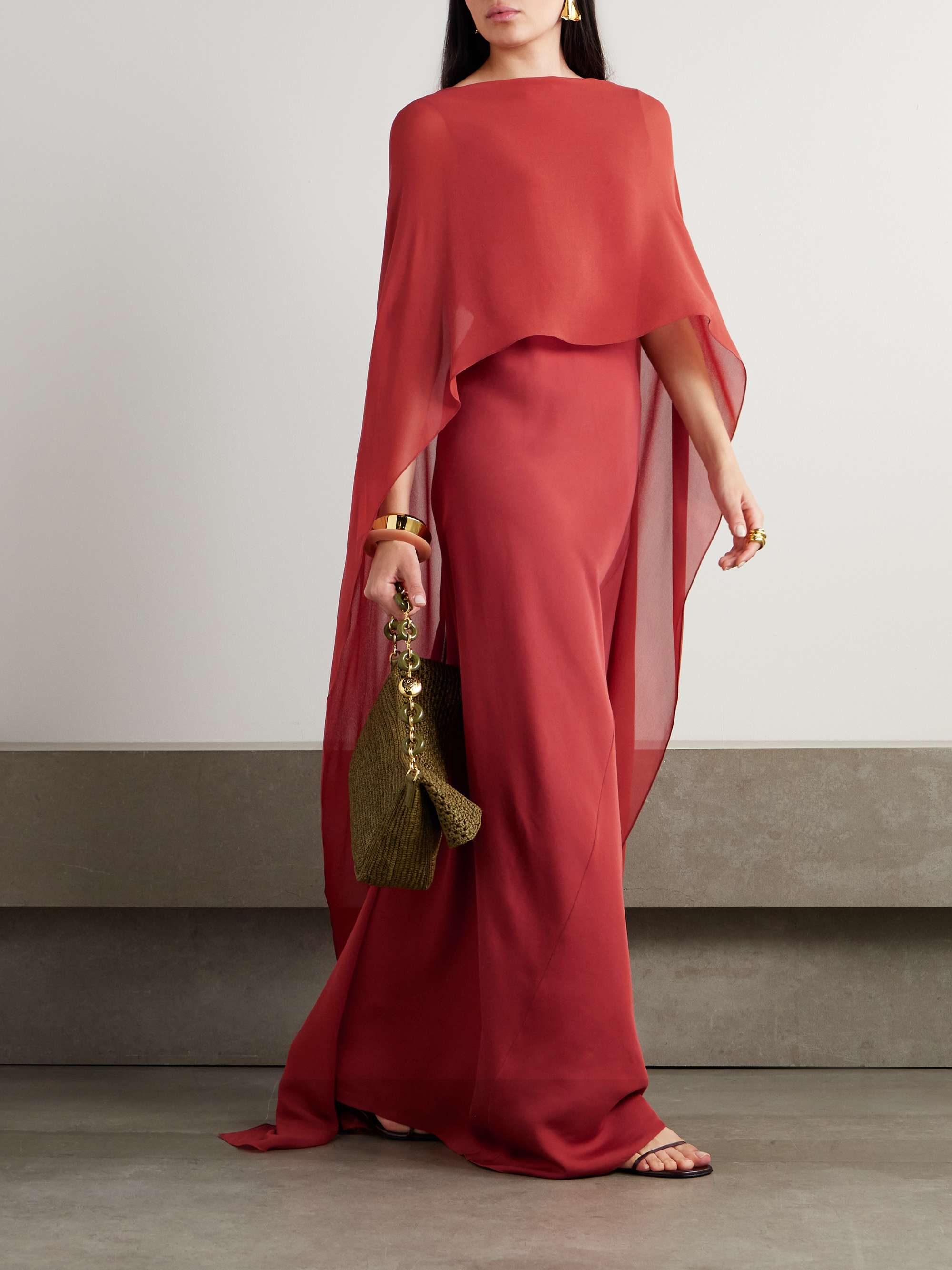 Luana convertible cape-effect silk-chiffon maxi dress view
