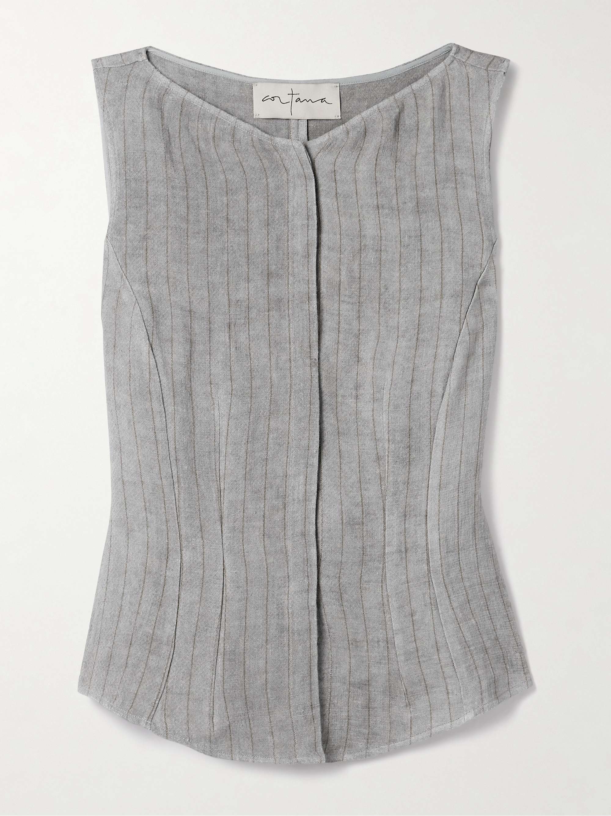 Lupe striped linen vest view