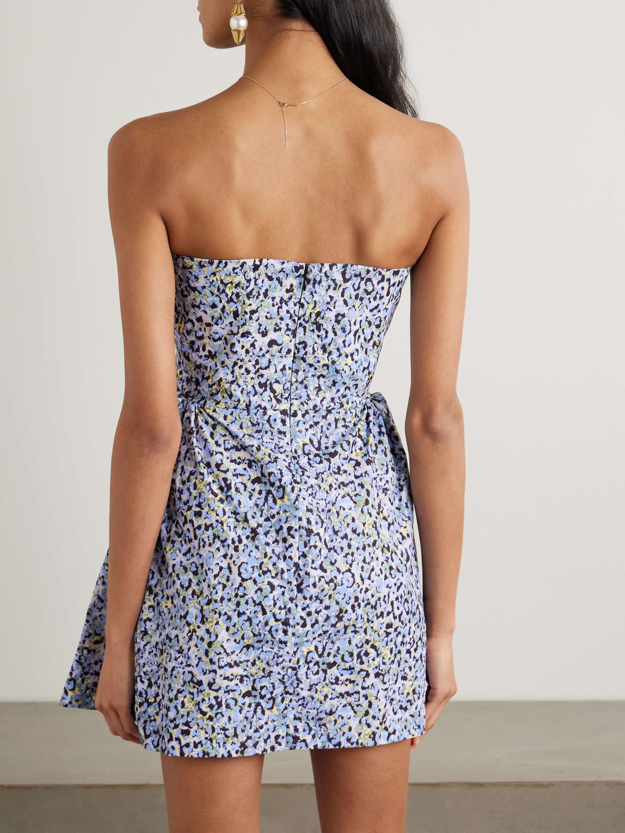 Rossy strapless gathered printed twill mini dress view