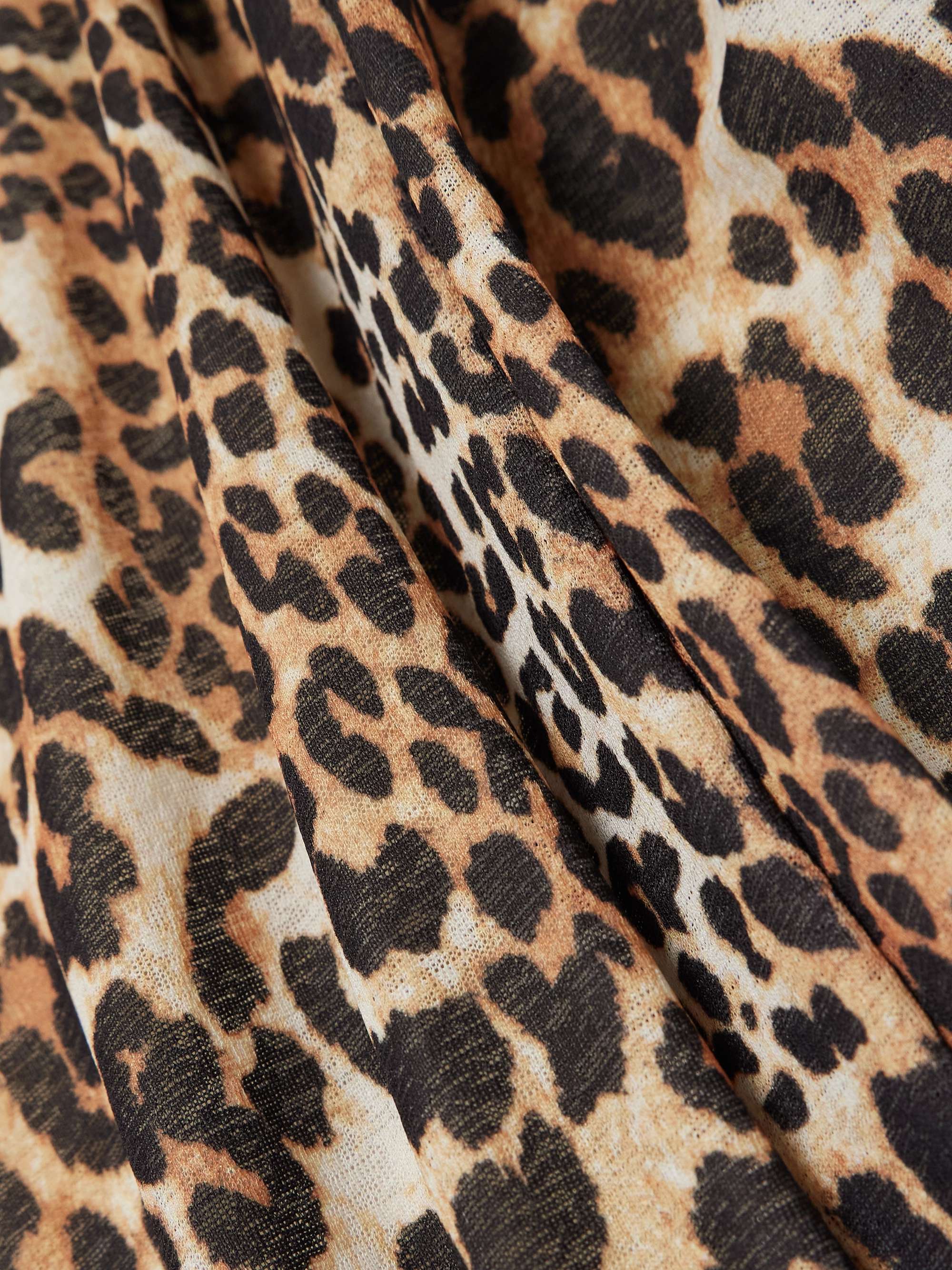 Asymmetric draped leopard-print stretch recycled-mesh midi dress view