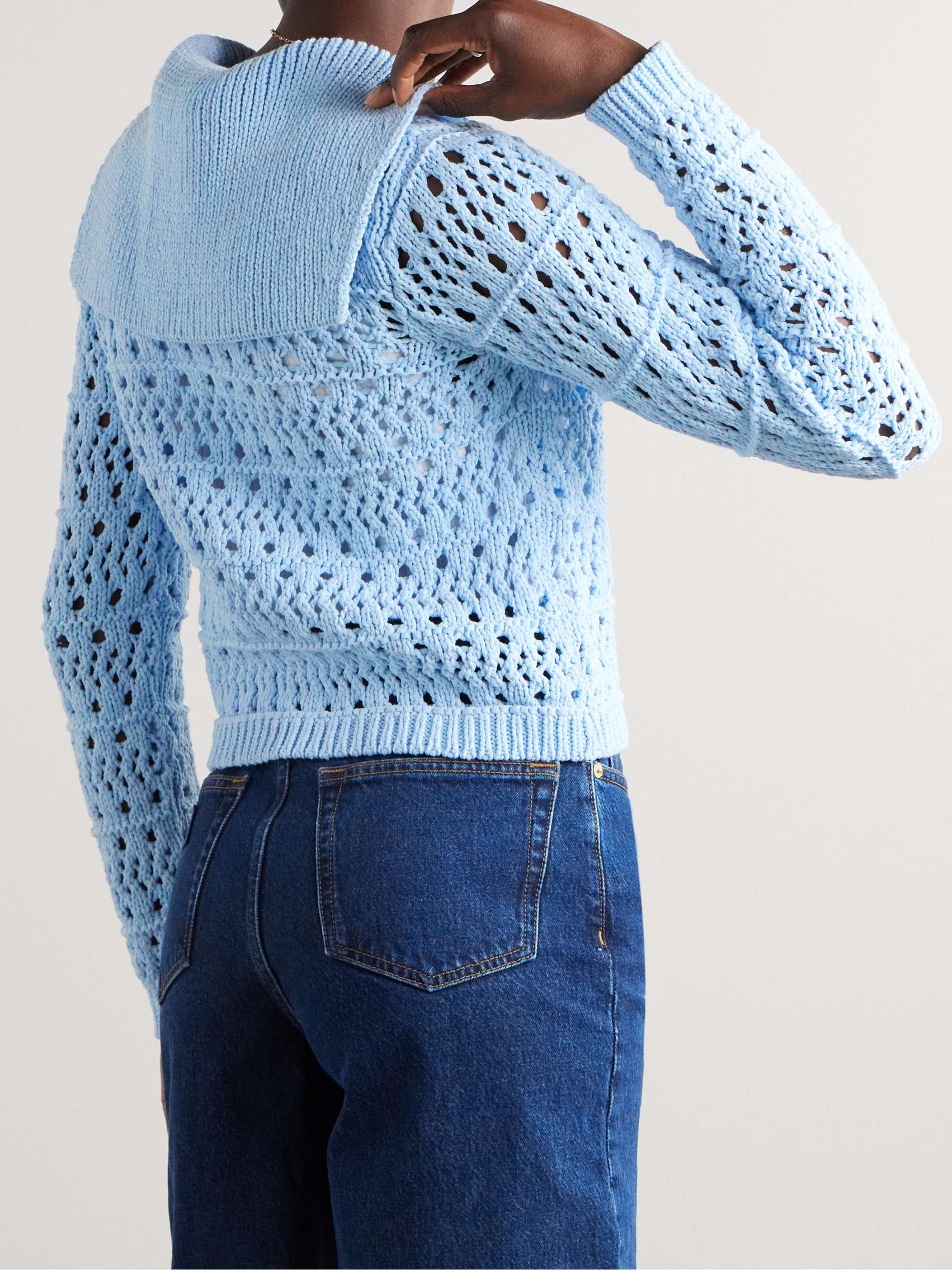 Open-knit organic cotton-blend cardigan view
