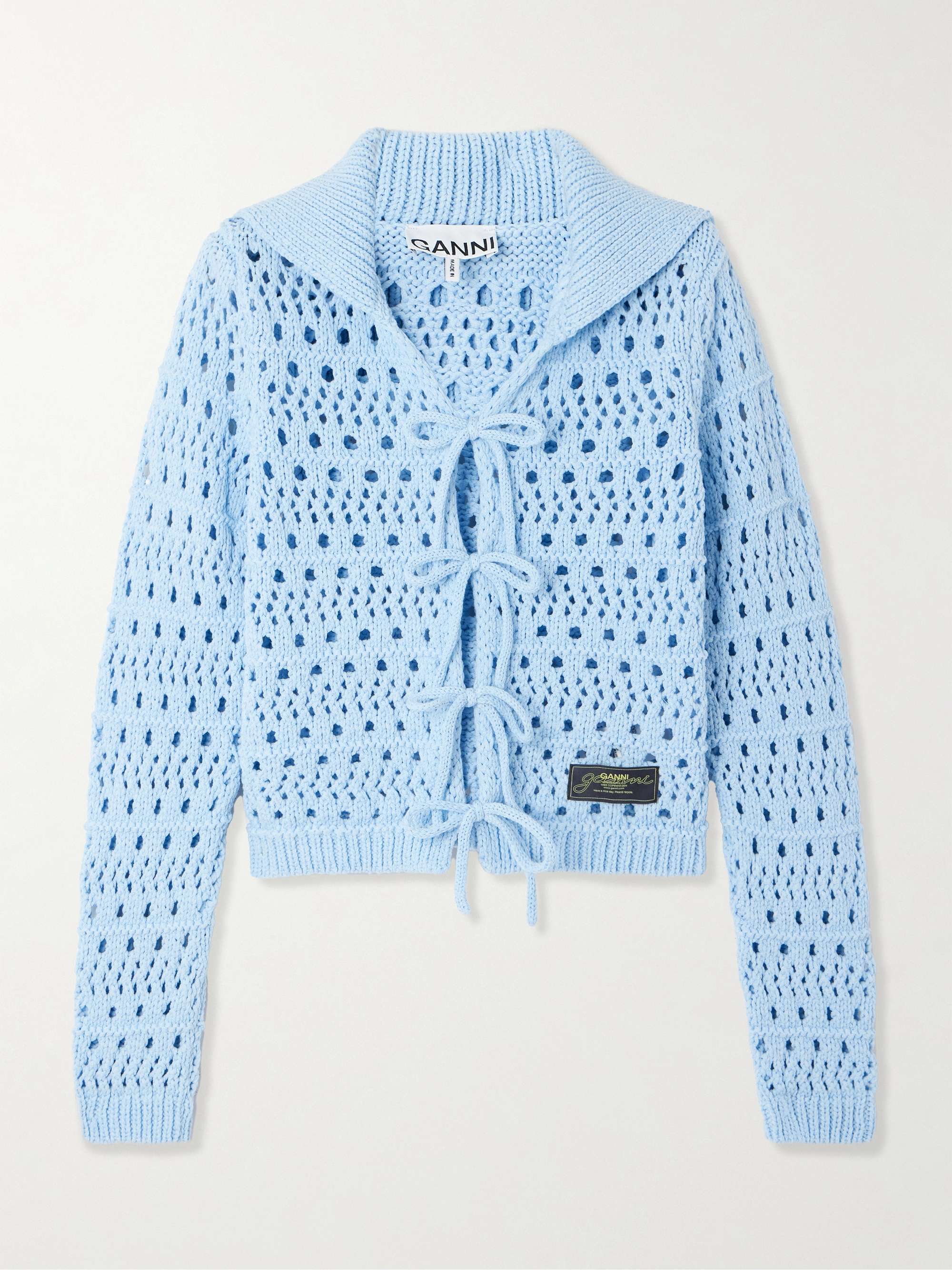 Open-knit organic cotton-blend cardigan view