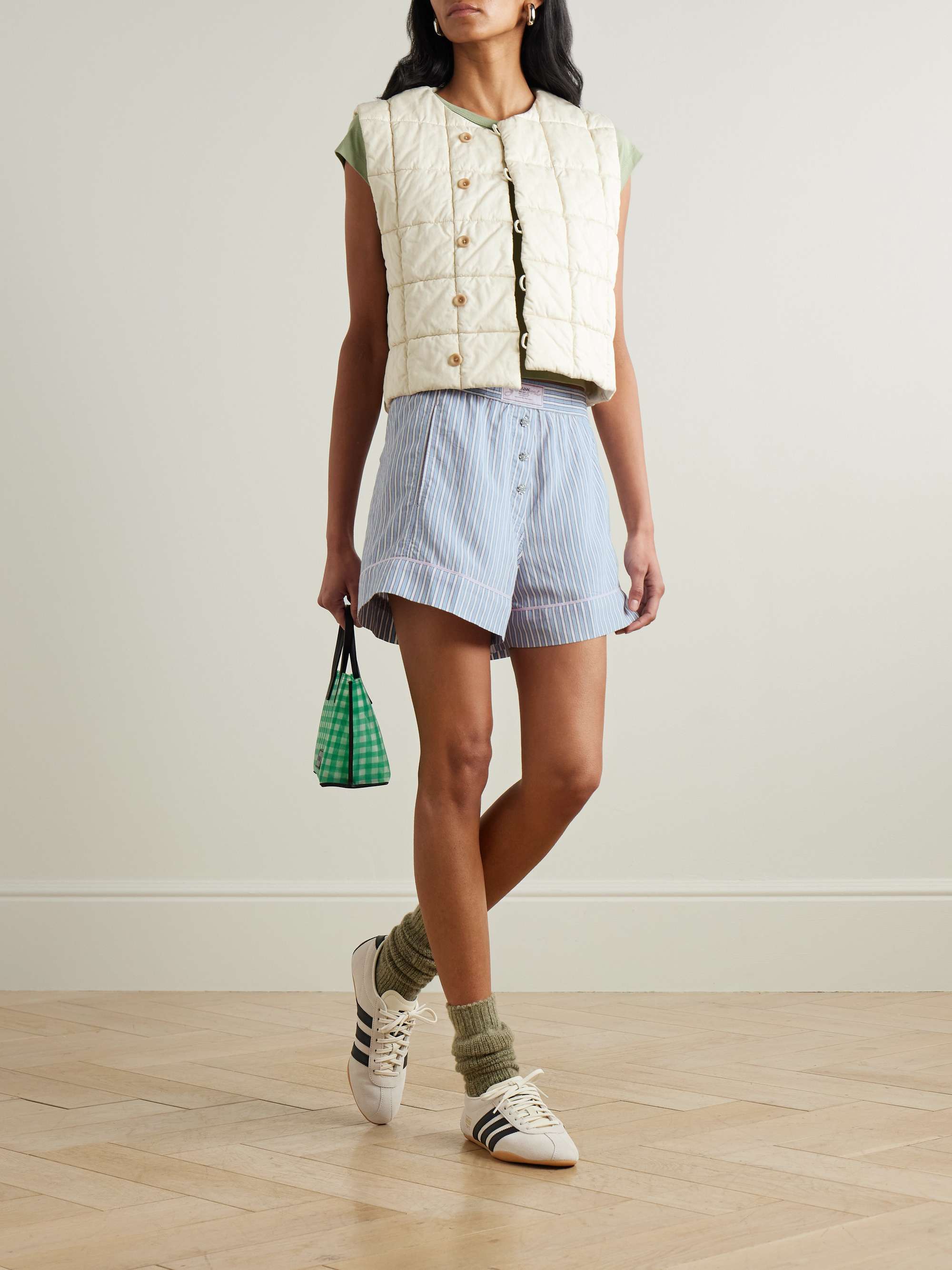 Crystal-embellished striped poplin shorts view