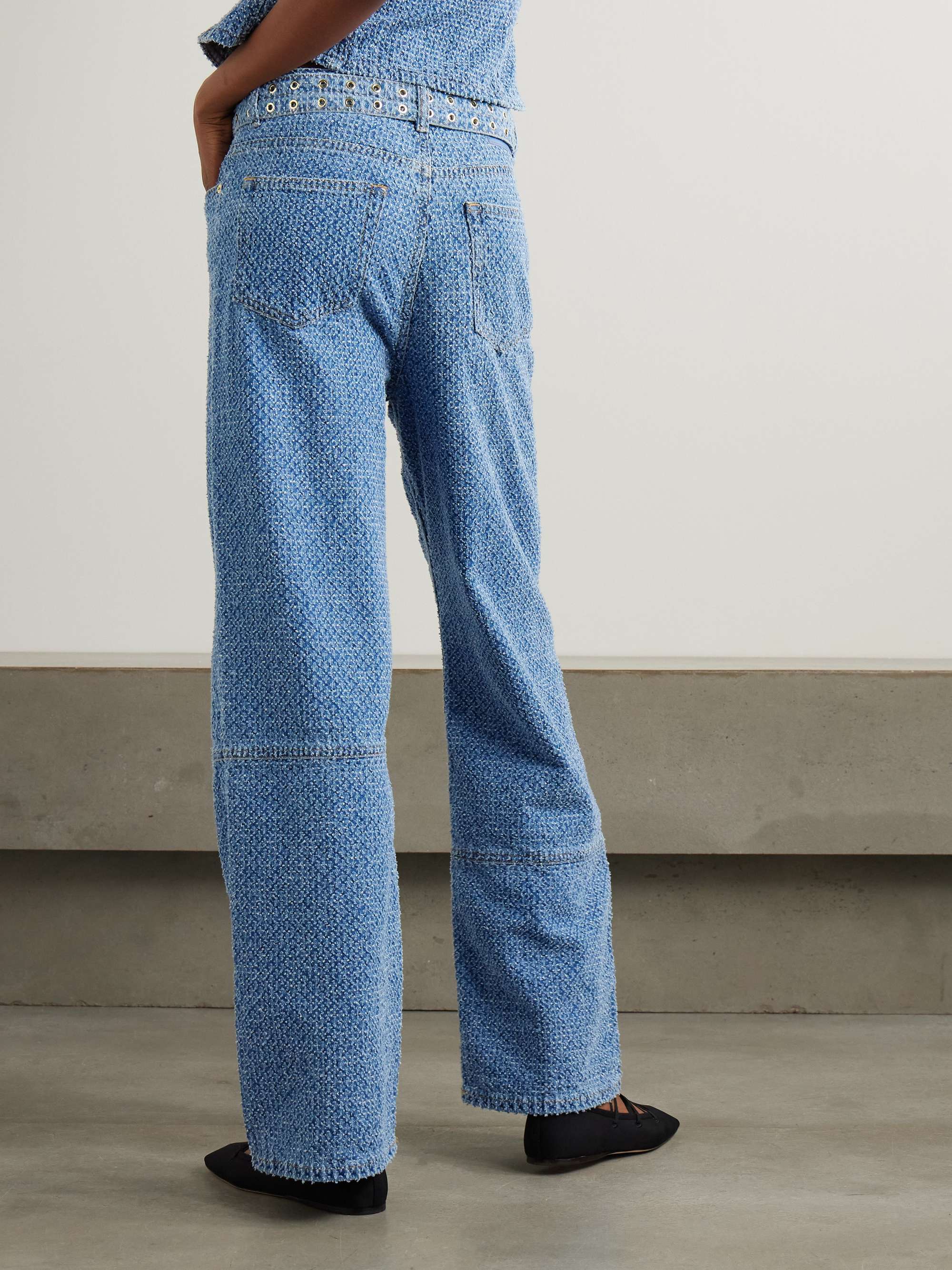 Izey belted organic bouclé-denim straight-leg jeans view