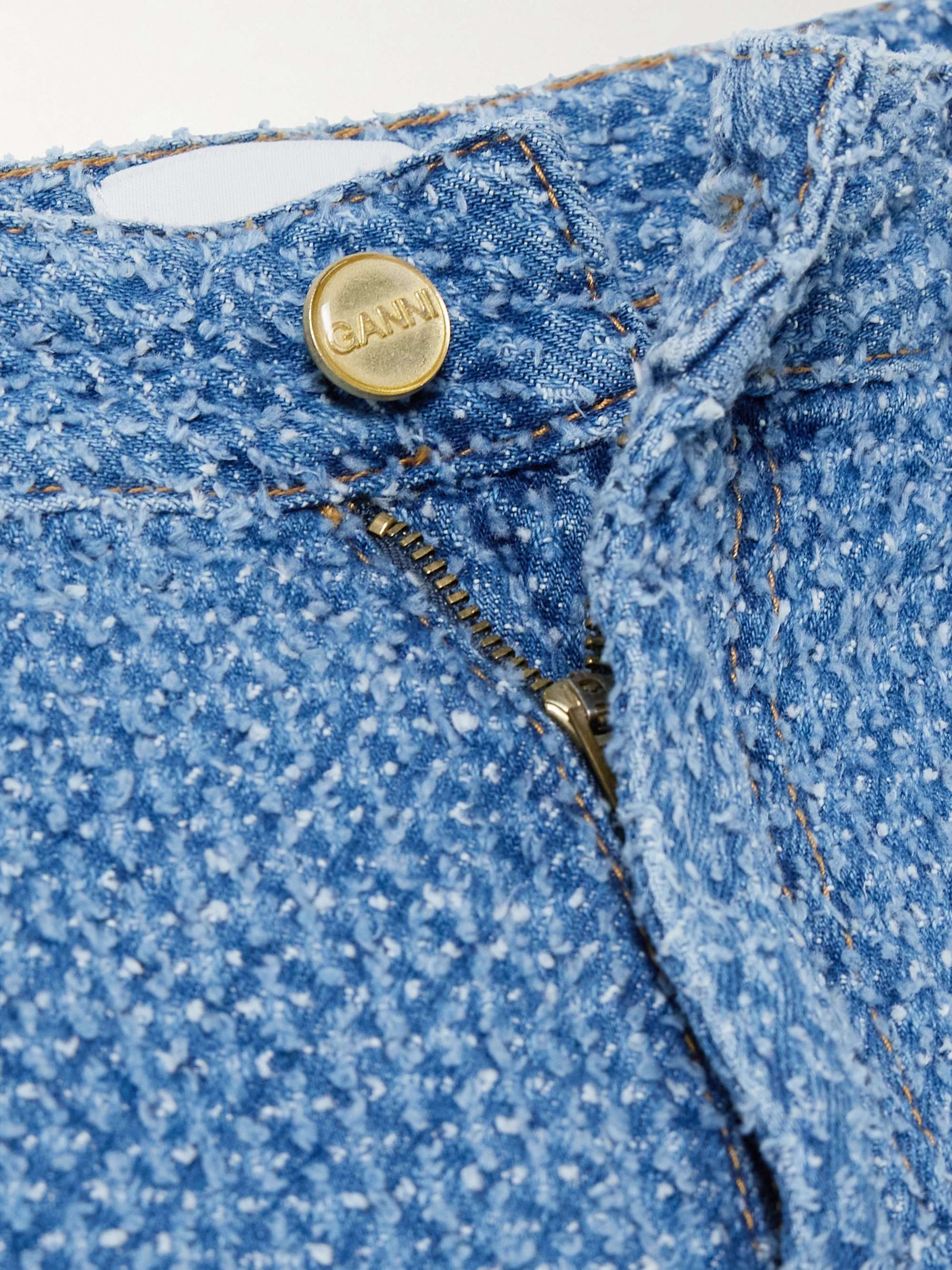 Izey belted organic bouclé-denim straight-leg jeans view