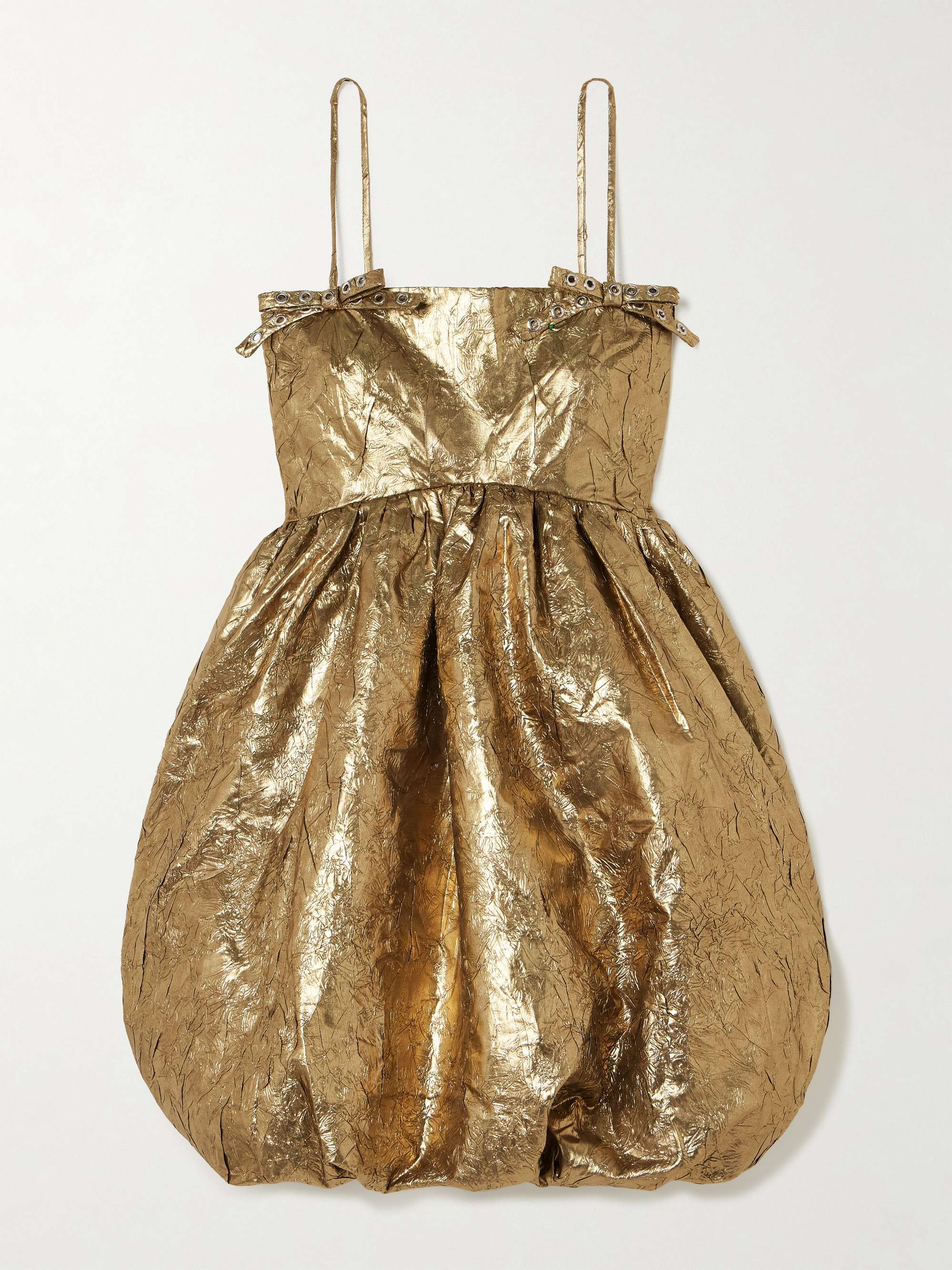 Shibori eyelet-embellished crinkled recycled-lamé mini dress view