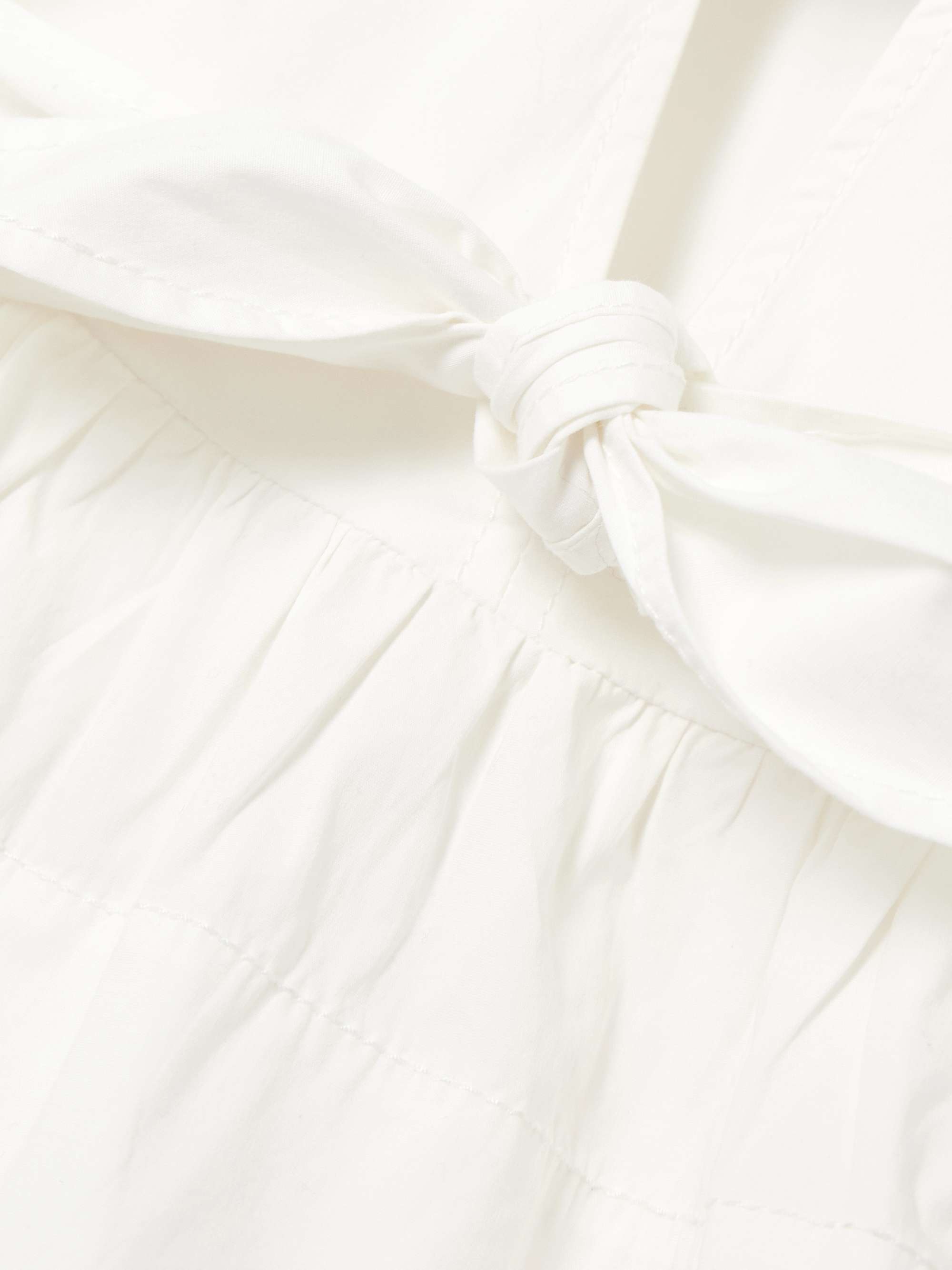 Belted tie-detailed gathered cotton-blend poplin blouse view