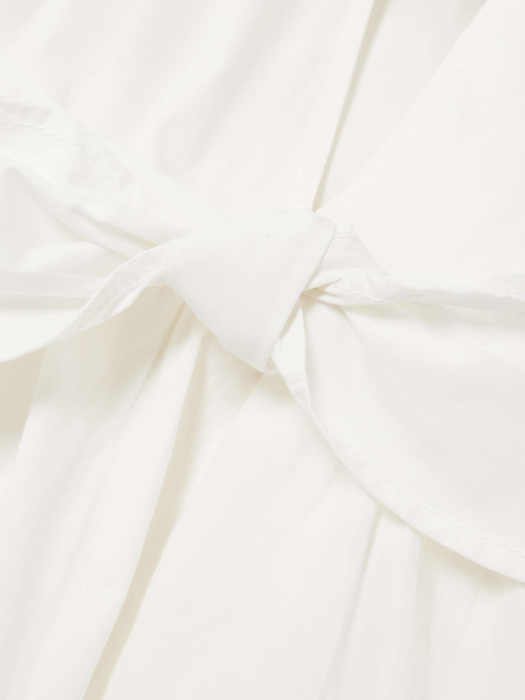 Belted tie-detailed gathered cotton-blend poplin midi dress view